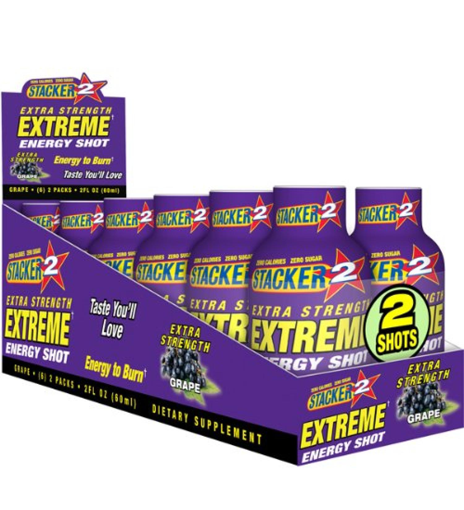 Stacker2 Extra Strength Energy Shot Grape 2oz. 12 Pak