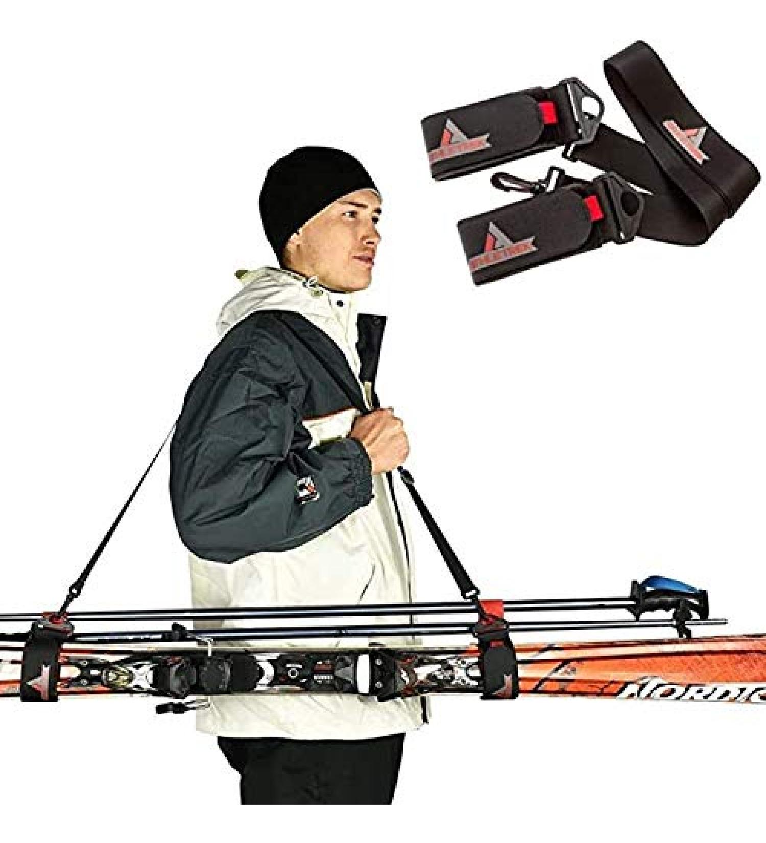 Athletrek Ski and Pole Carrier Strap 2 Pack - Protect Skis with Cushioned Hook and Loop - Bonus Ski Boot Carrier Included - Buy Online on GoSupps.com