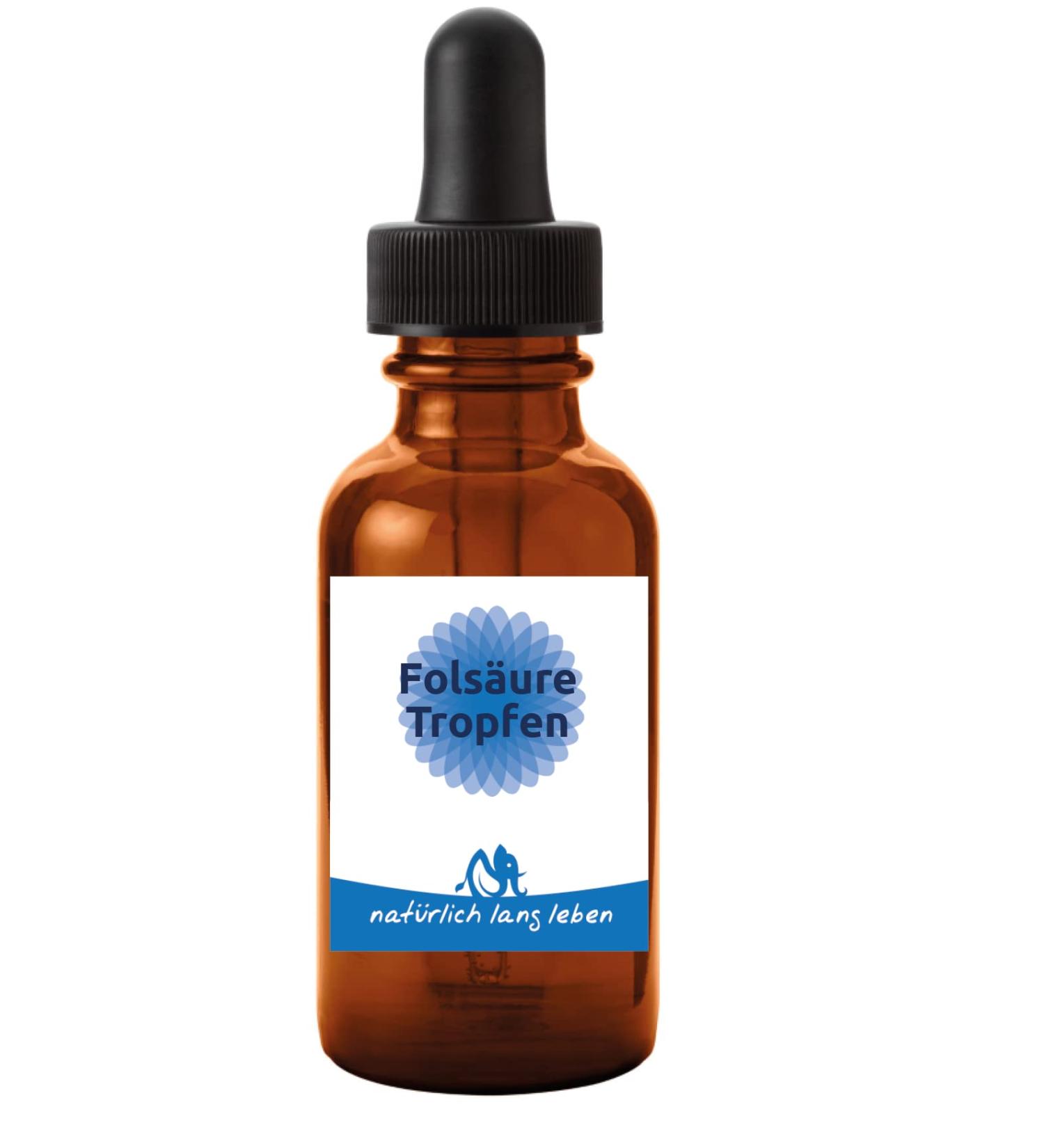 Folic acid drops 50 ml vegan 400 g naturally long life vitamin B9 with bioactive L-methylfolate