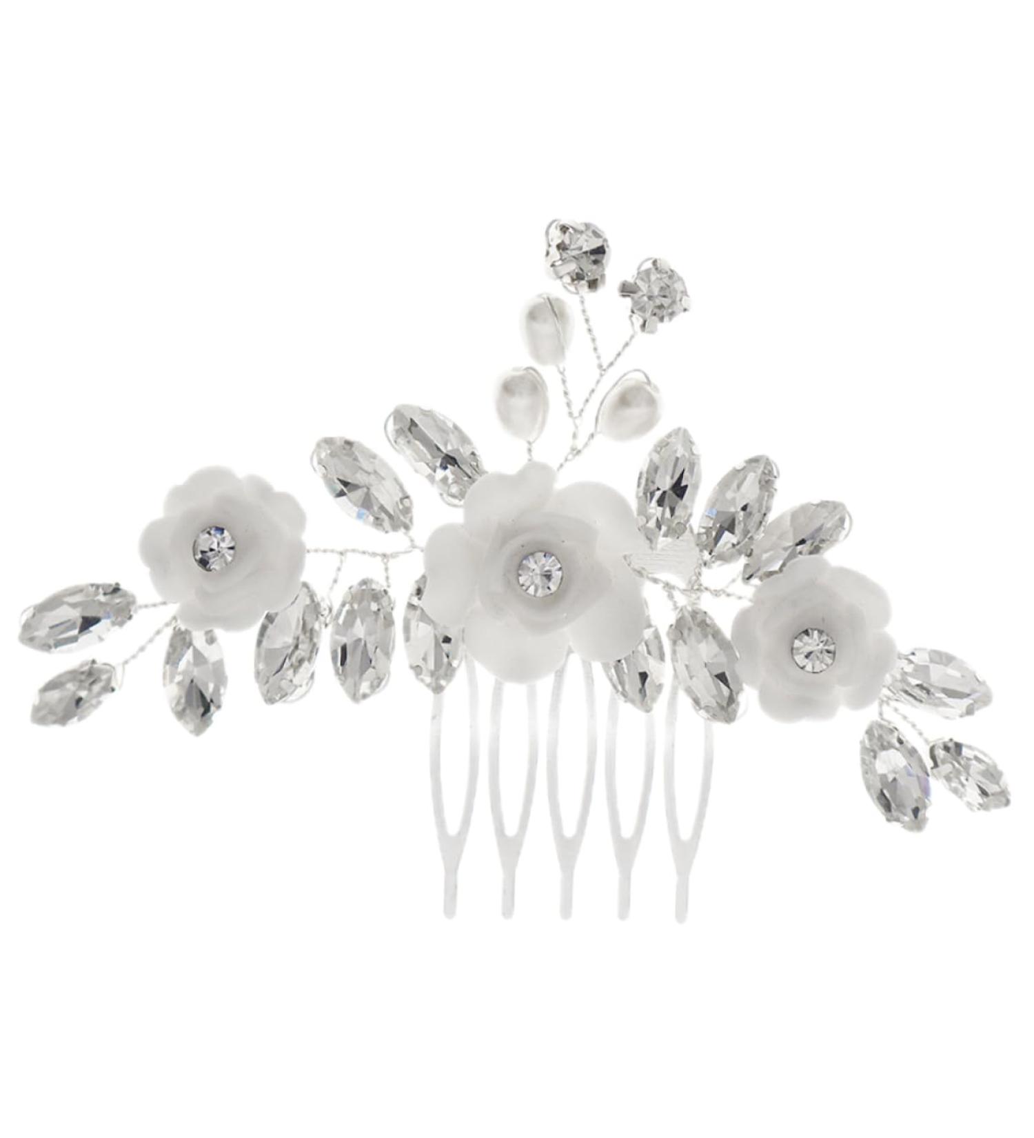 DOITOOL Wedding Hair Comb for Bridal Wedding Hair Accessories Floral Hair Comb Wedding Hair Side Comb Bridal Hair Comb Decorative Hair Comb Flowers Crystal French Bride White - Buy Online on GoSupps.com