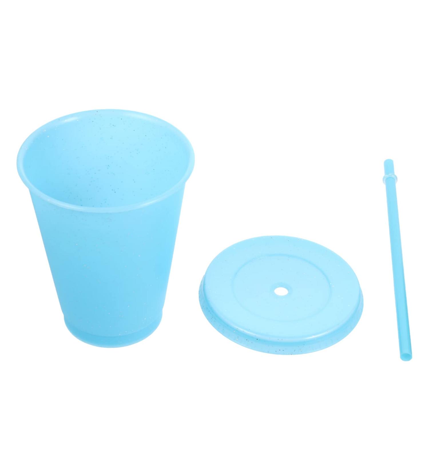 Luxshiny Kids Plastic Sippy Cup - Clear Water Bottle with Straw for Sports, Iced Coffee, and Milk - BPA-Free Children's Drinking Bottle - Blue - 12X10.2CM - Buy Online on GoSupps.com