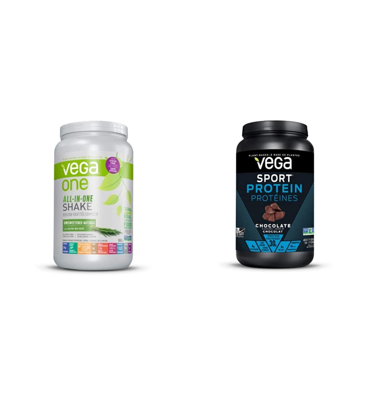 Vega All-in-One Vegan Protein Powder + Vega Sport Protein Vegan Protein Powder (Chocolate) - Buy Online on GoSupps.com
