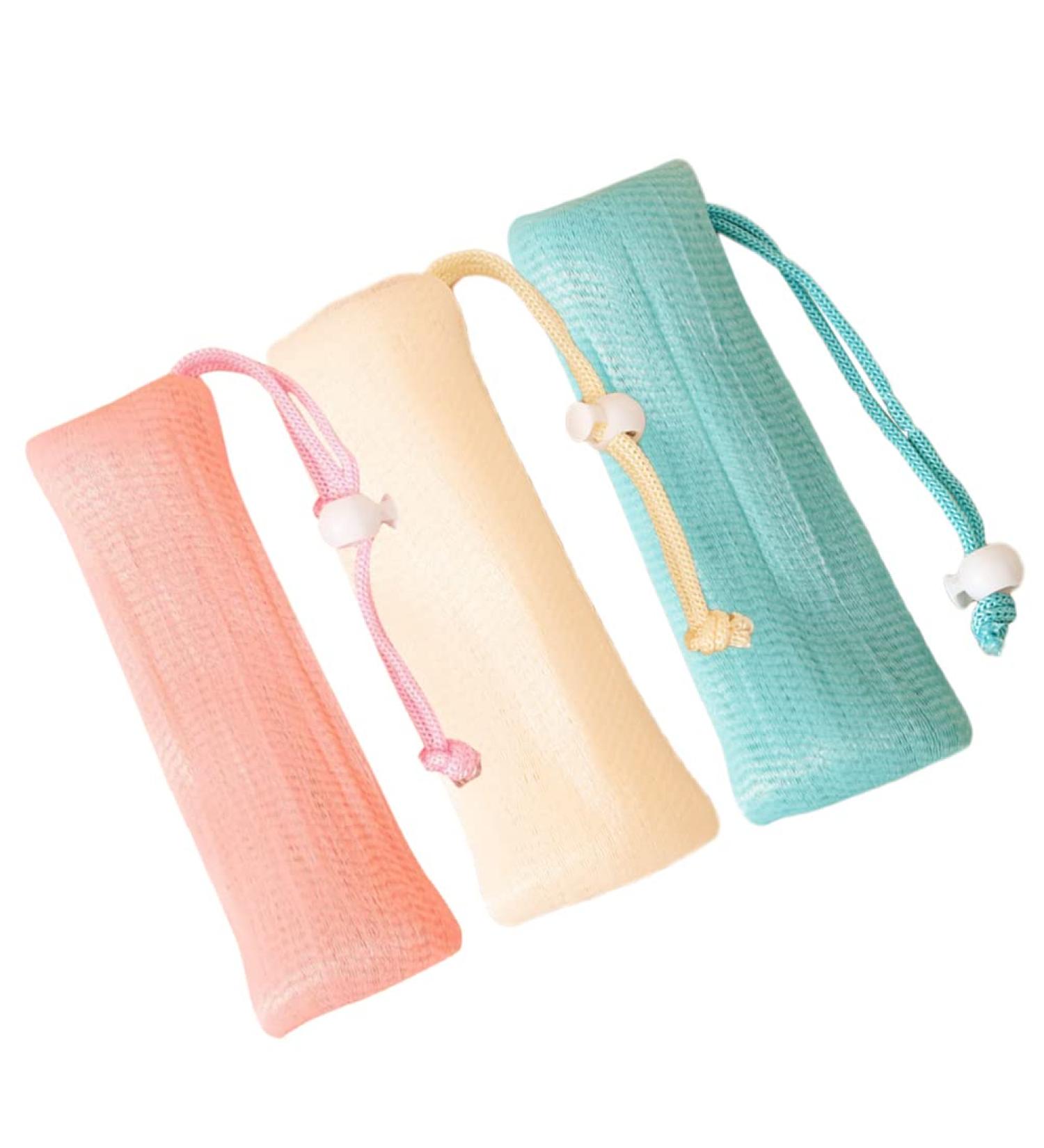 FRCOLOR 3pcs Soap Bags Exfoliating Mesh Pouches for Soap Saving & Storage | Ideal for Bathing & Shower - Buy Online on GoSupps.com