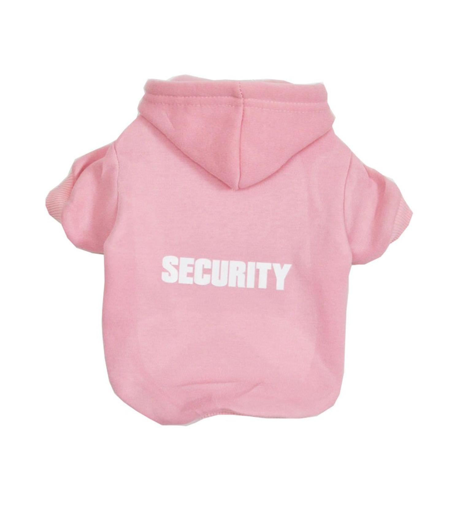 Zoonpark Dog Hoodie - Soft Fleece Winter Clothing for Small Medium & Large Dogs - Security Inscription - Back Length 27cm Pink - Buy Online on GoSupps.com