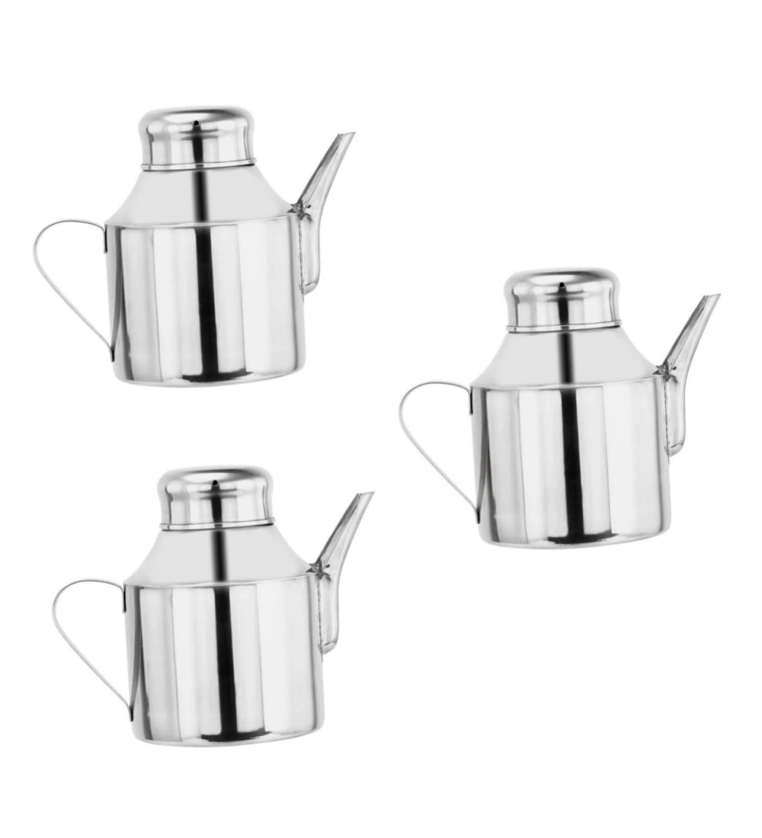 Zerodeko 3pcs Sauce Pot Kitchen Storage Container Oil and Vinegar Dispenser Oil Pot Olive Oil Cruet Olive Oil Dispensers Bottle Steel Container with Lid Cooking Multipurpose Seasoning Metal 16X13X9.5CMx3pcs Silverx3pcs - Buy Online on GoSupps.com