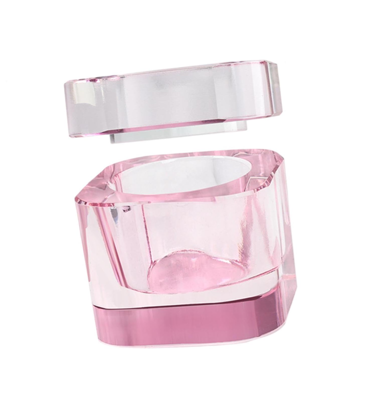 MagiDeal Nail Art Dish with Lid Glass Cup Manicure Care Tools Acrylic Nail Art Accessory for Salon Pink - Buy Online on GoSupps.com