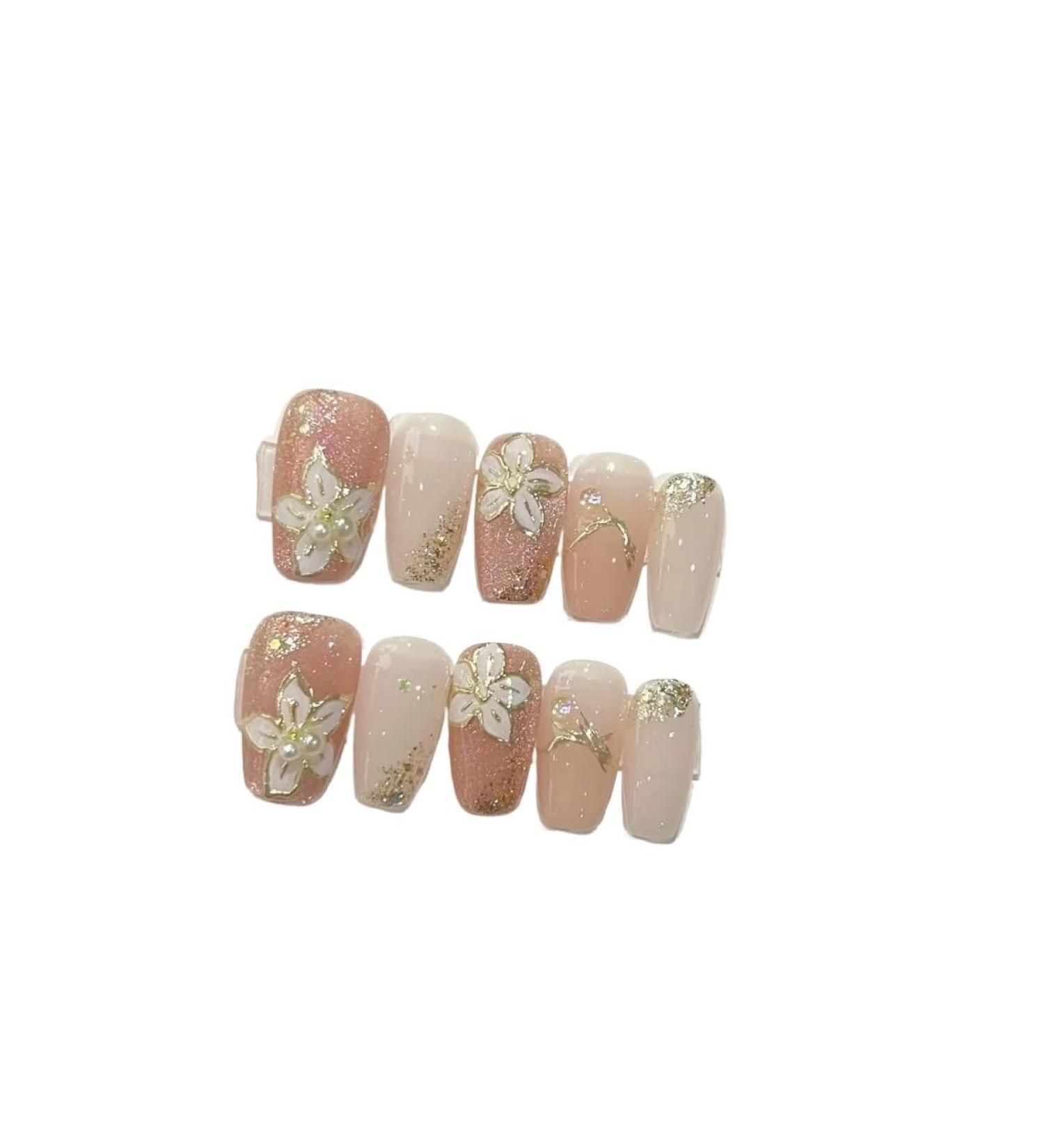 Handmade acrylic pink blush wearable false nails with glue full cover short press on nails lovely girls Nail enhancement (Color : 2 Size : M) - Buy Online on GoSupps.com