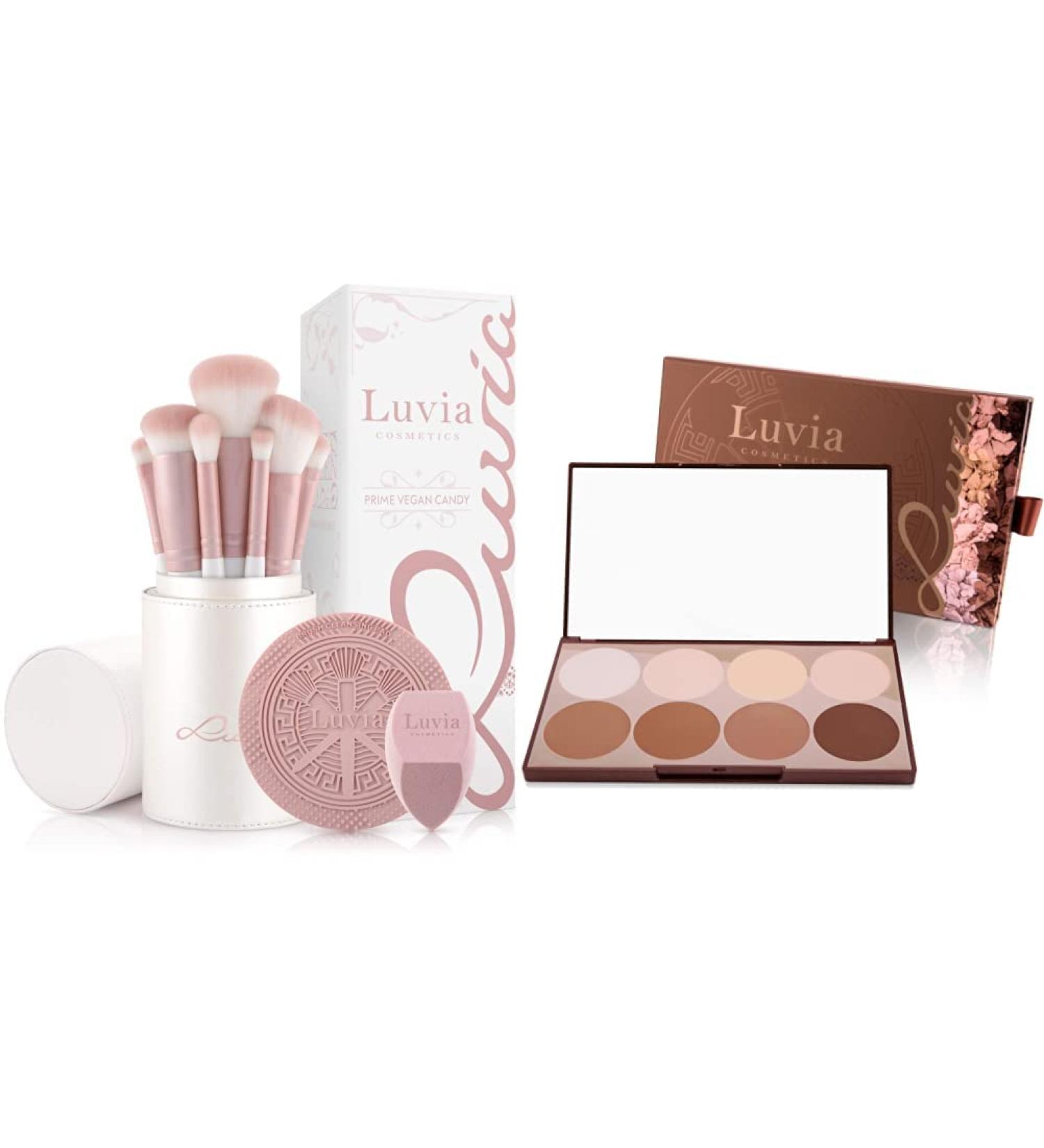 Shop Luvia Vegan Makeup Brush Set & Contouring Palette Bundle | Prime Pro Collection for All Skin Types - Buy Online on GoSupps.com