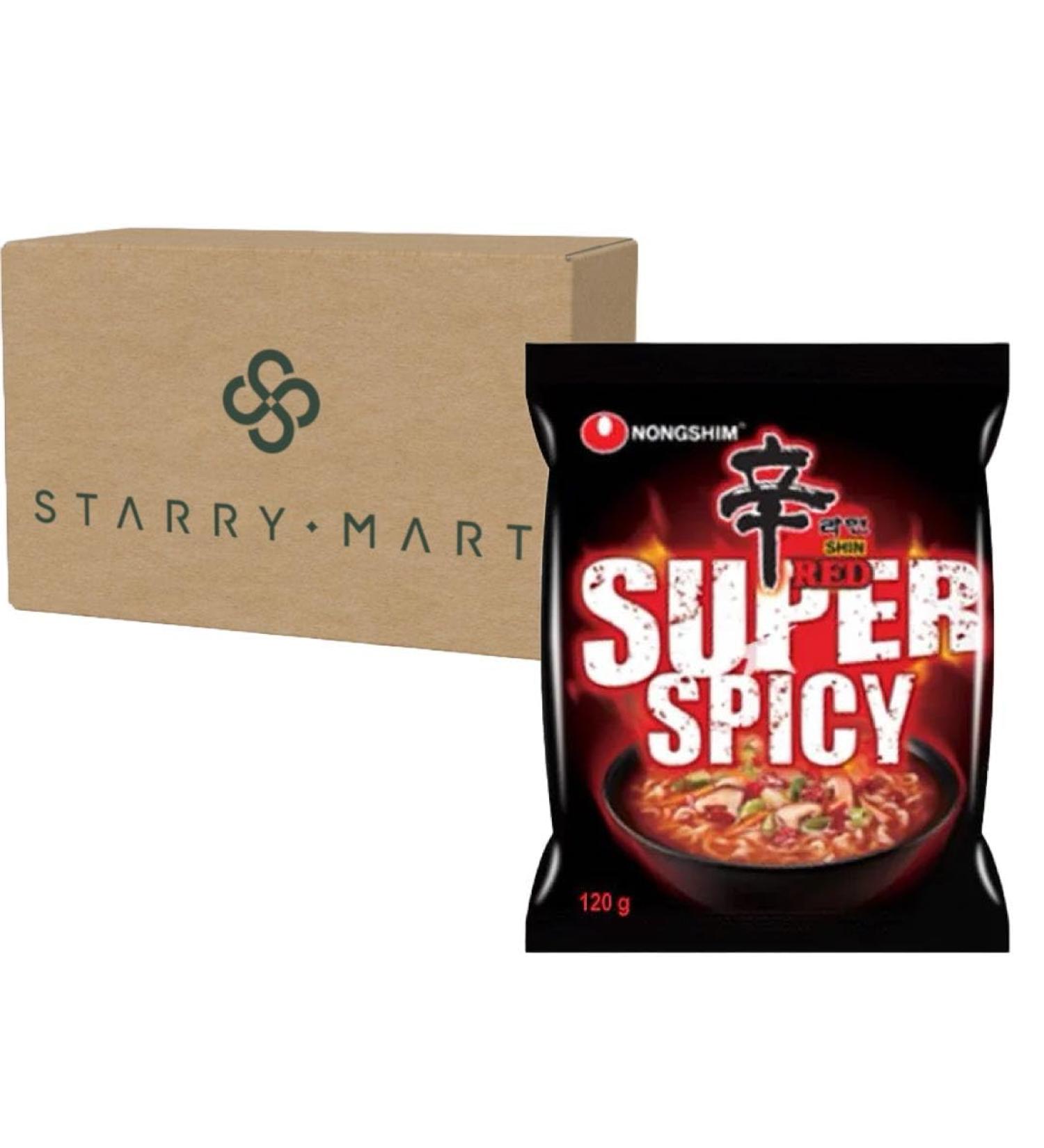 Nongshim SHIN RED Ramyun Super Spicy Ramen Noodles 120g (Pack of 40)