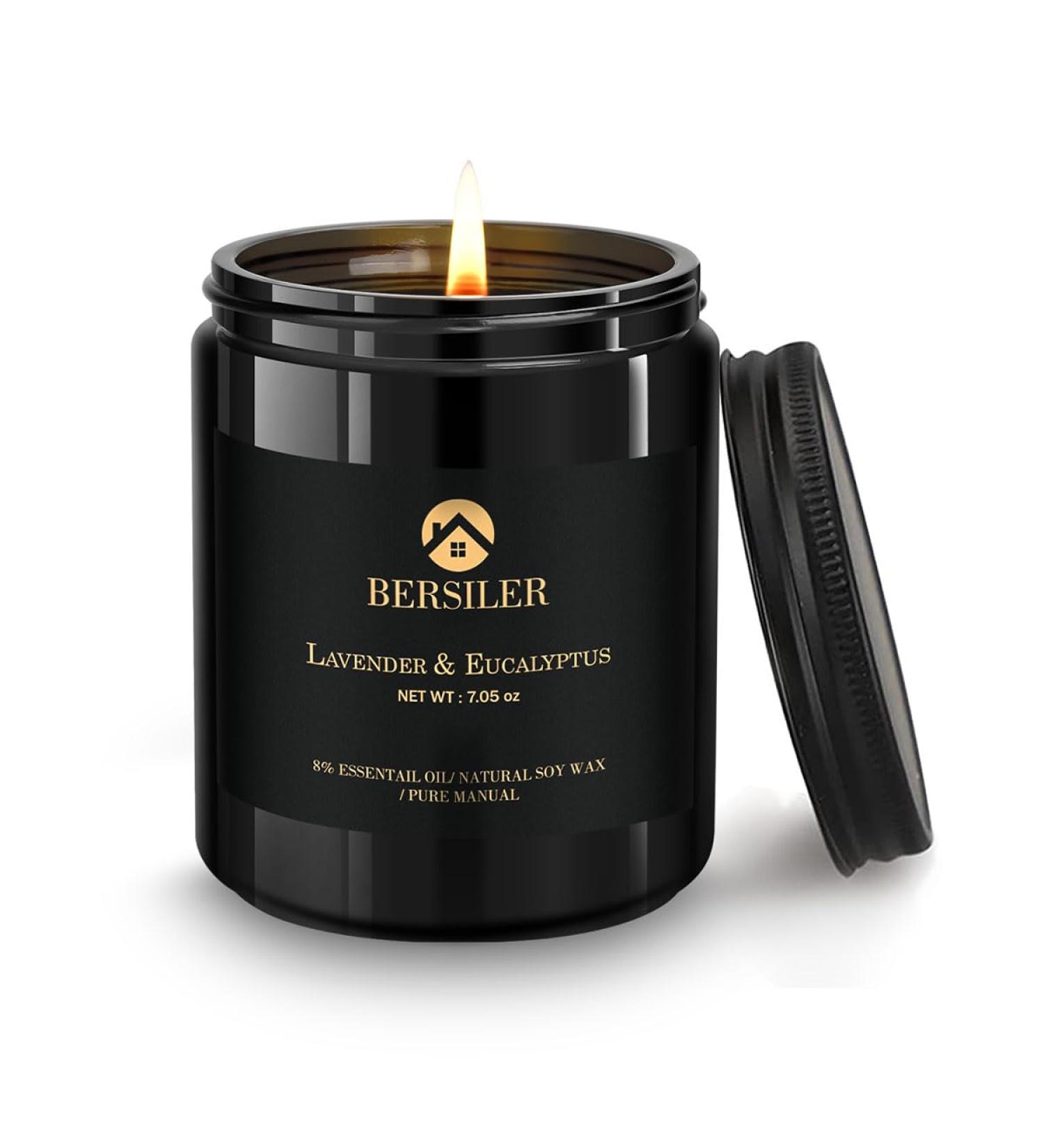 Scented Candles for Men | Lavender Eucalyptus Black Candles | Stress Relief Gifts for Home | Perfect Birthday & Christmas Gifts - Buy Online on GoSupps.com