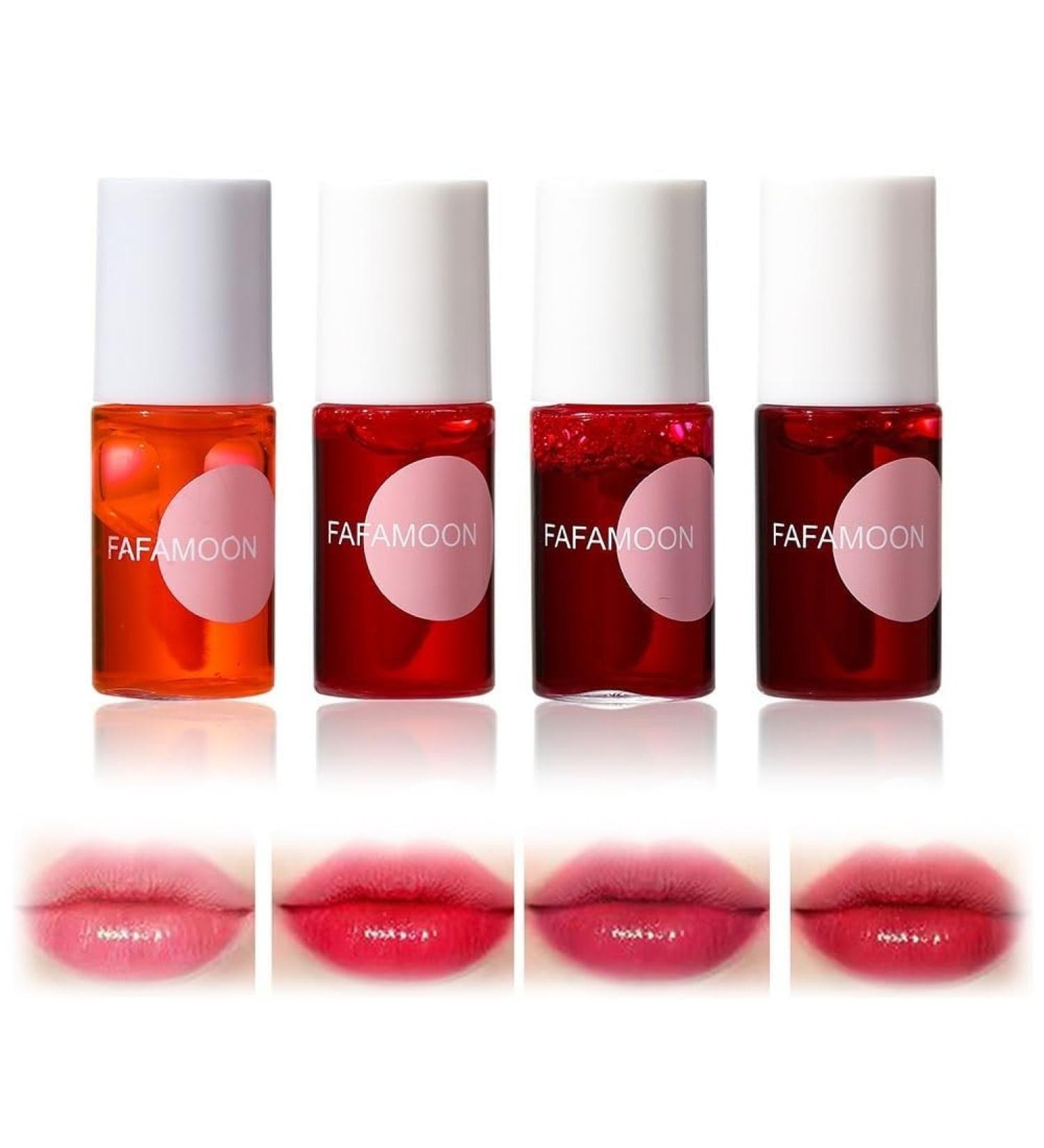 Fafamoon Long Lasting Lip Gloss Set - 4 Colors Moisturizing Fruit Juice Lip Tint Waterproof Plumping Matte Finish Lip Makeup - Buy Online on GoSupps.com