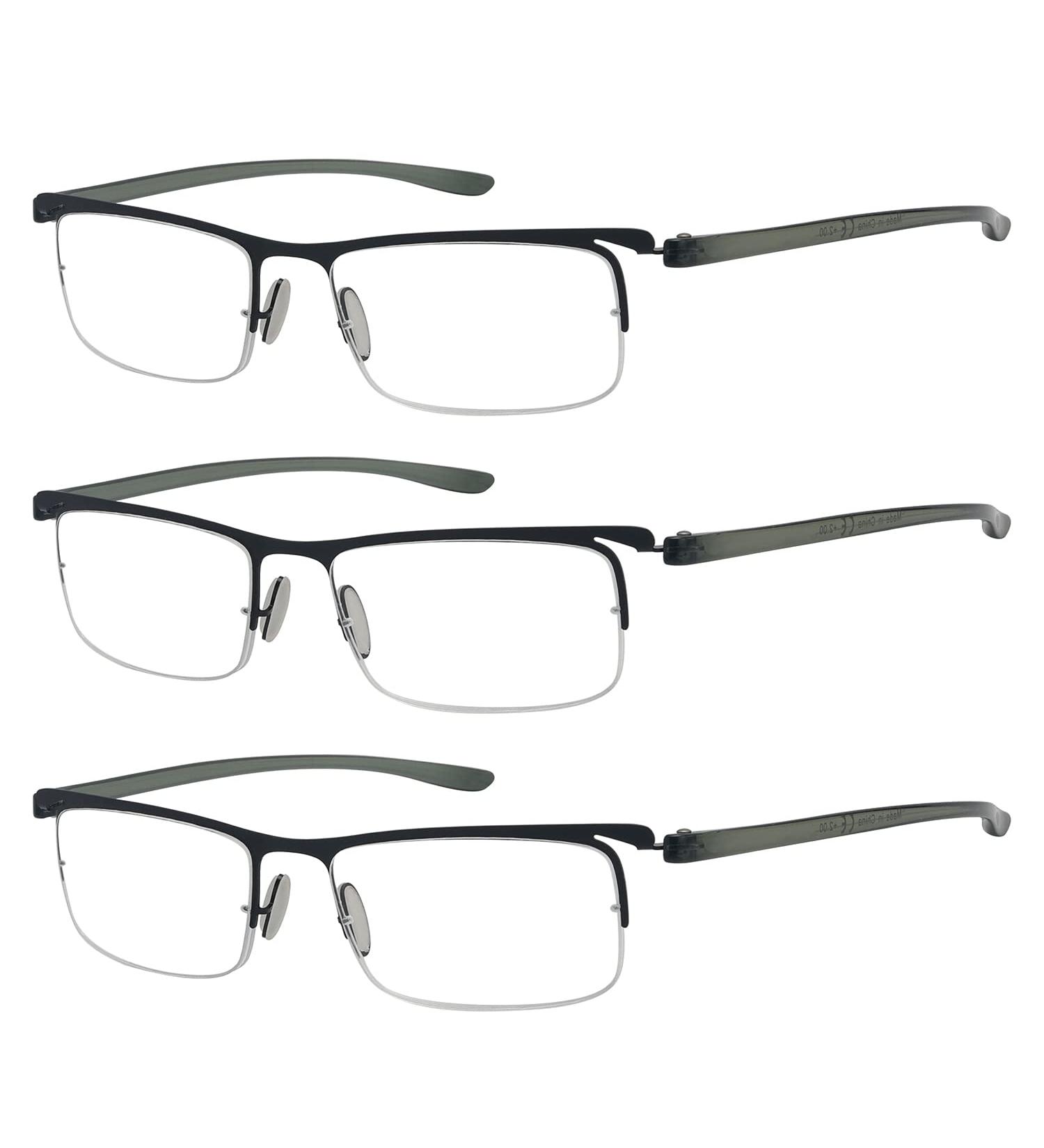 Eyekepper 3 Pack Lightweight Half Rim Reading Glasses for Men & Women - Black +2.0 - Stylish & Durable eCommerce International Shipping - Buy Online on GoSupps.com