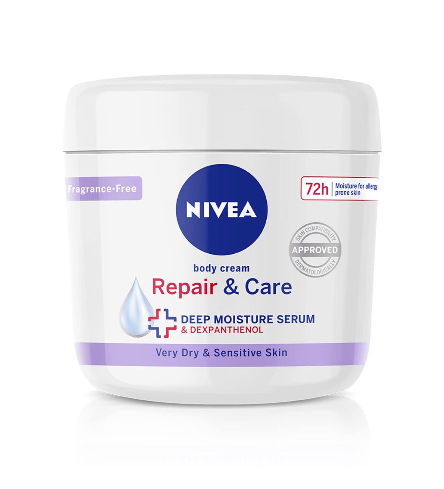 NIVEA Body Repair & Care Cream 400ml Jar - Sensitive Moisturising Cream | Deep Moisture Serum | Strengthening Formula | For Dry Skin - Buy Online on GoSupps.com