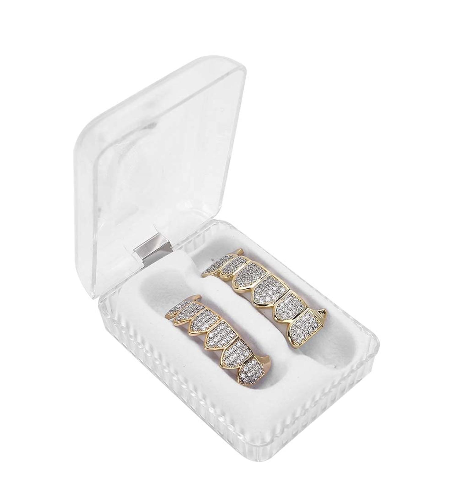 Brass Galvanized Messing Teeth Set - Hip-Hop Props & Halloween Accessories | Two-Color Decoration - Buy Online on GoSupps.com