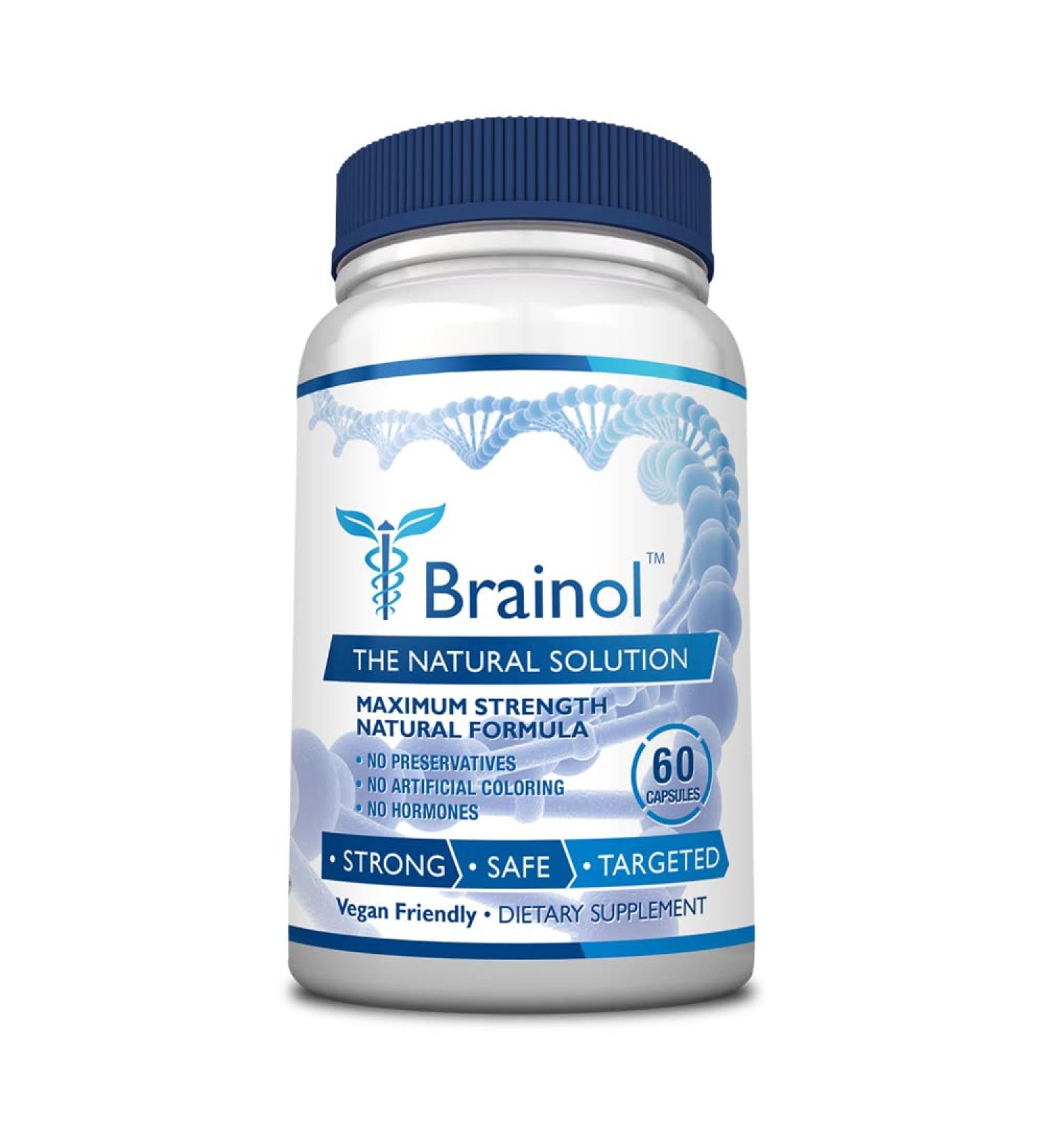 Brainol Nootropic Supplement - Boost Mental Performance and Clarity with DMAE, Huperzine A, BioPerine - Vegan - 60 Capsules - Buy Online on GoSupps.com