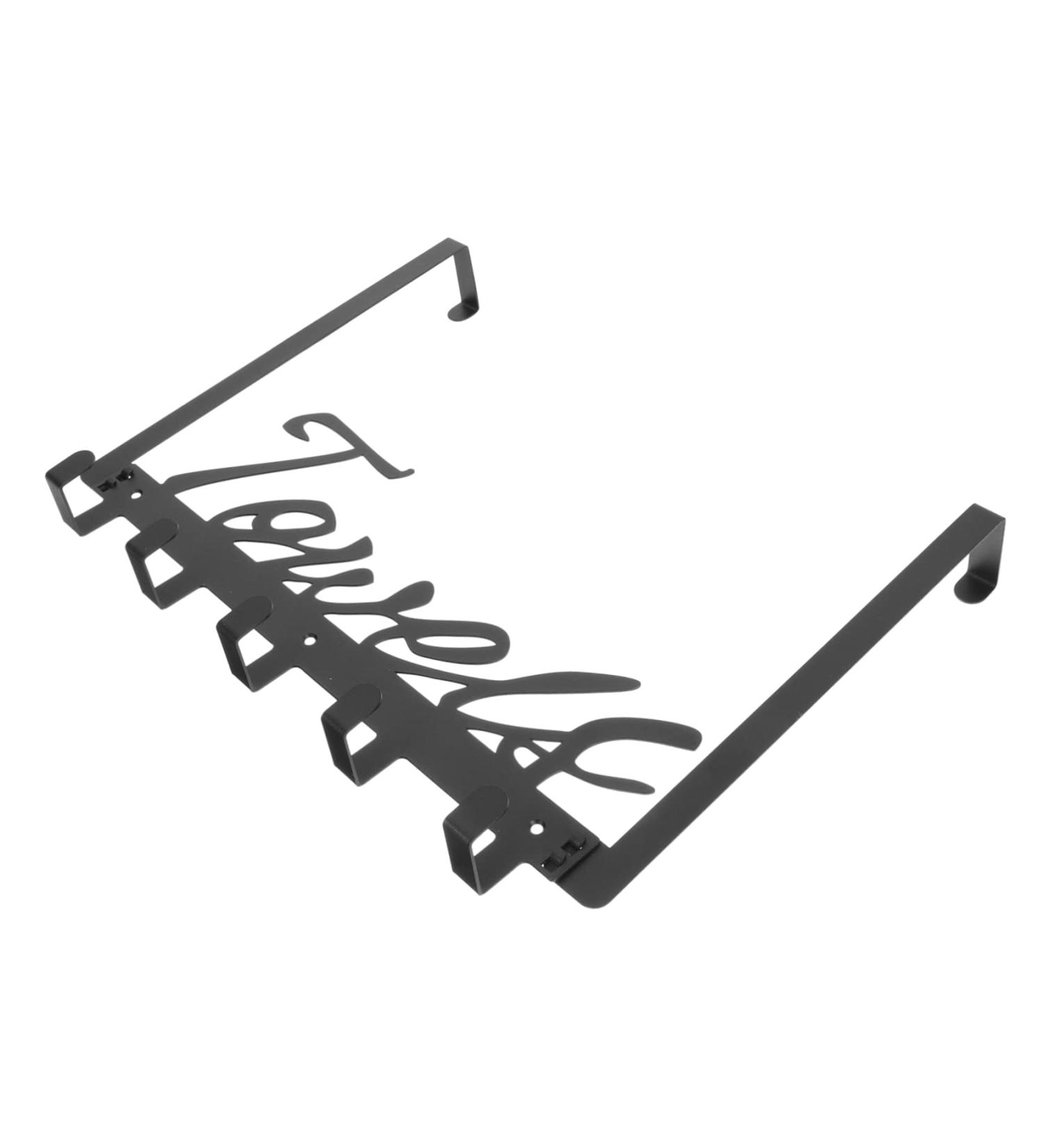1pc Hook up Over Door Towel Hook Cabinet Door Hanger Iron Wall Hook Wrought Iron Heavy Black Iron Frame - Buy Online on GoSupps.com