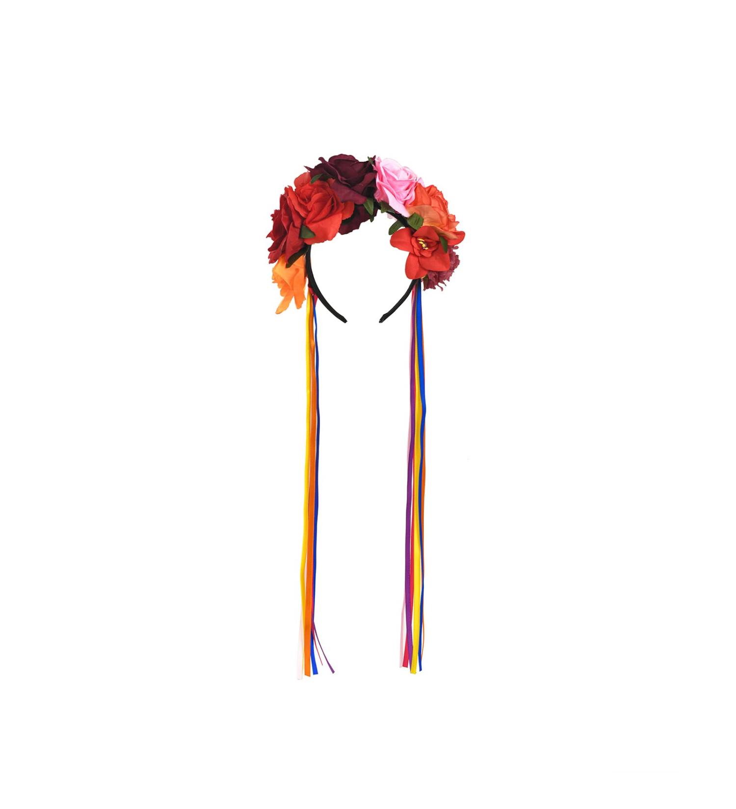 DreamLily Dia de Los Muertos Day of The Dead Headpiece Frida Kahlo Mexican Flower Crown Ribbon Headband Party Costume NC22 (Mexican Crown Ribbon) - Buy Online on GoSupps.com