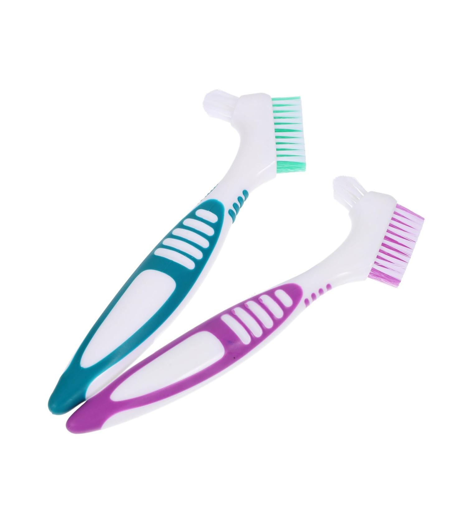 Minkissy 2-Piece Prostheses Cleaning Brush Set | Double-Sided Toothbrush for Braces & Prosthetics | Portable Double Head Brush for Ultimate Oral Care - Buy Online on GoSupps.com