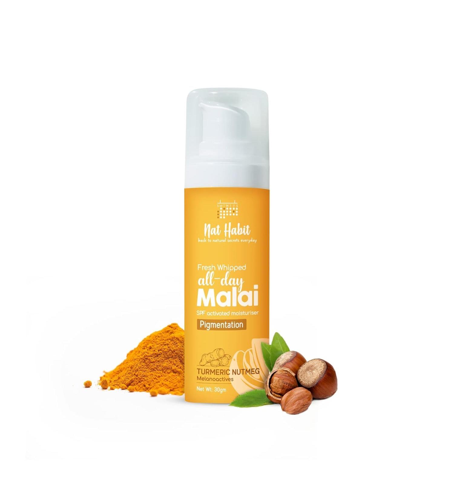 Na...t Habit Turmeric Face Malai Cream for Skin Glow & Pigmentation - Nutmeg Infused 30g | International Shipping - Buy Online on GoSupps.com