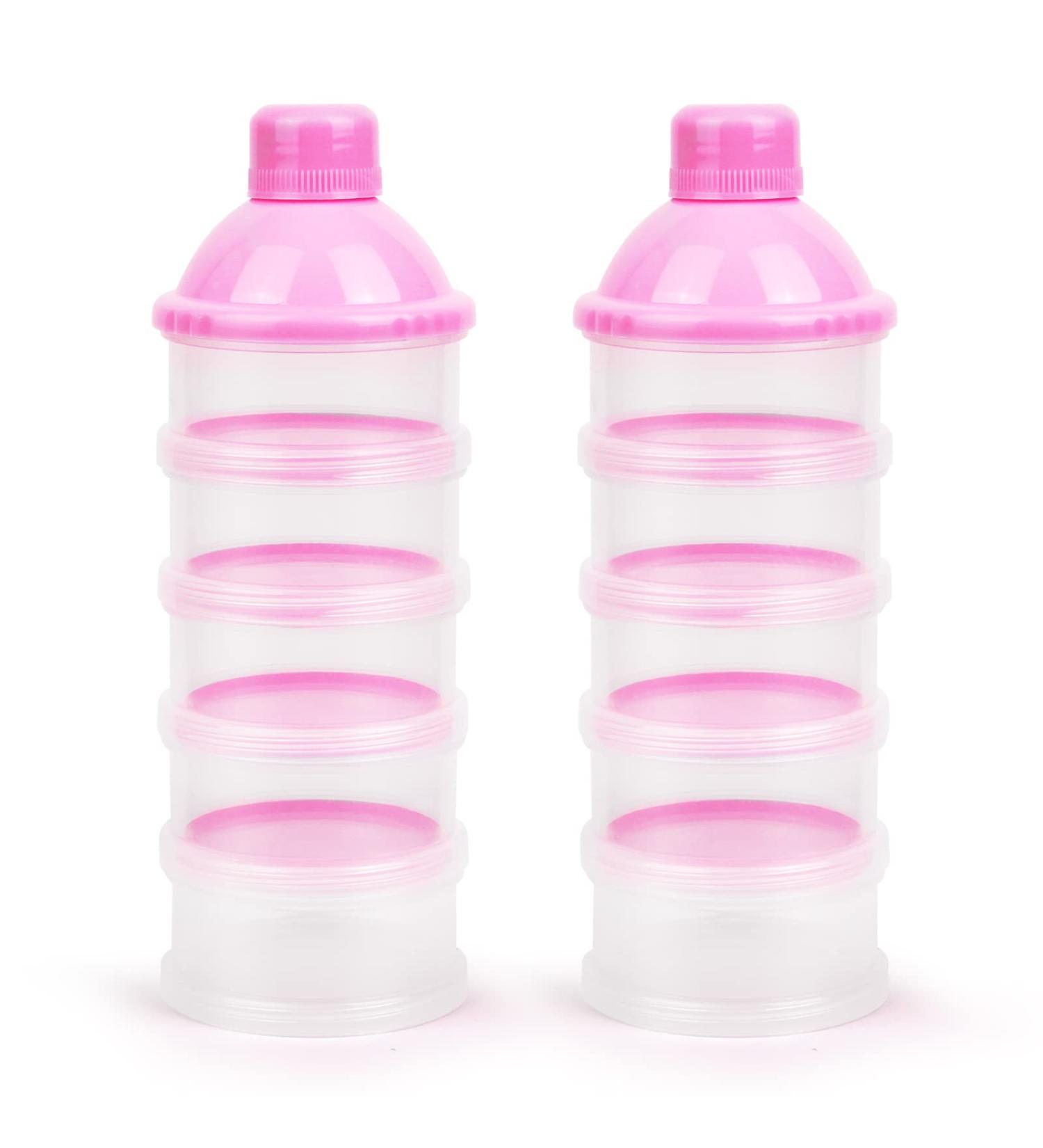 Vicloon Infant Milk Powder Dispenser - Portable 5-Layer Container for Kids - Stackable Snack Storage in Pink - Buy Online on GoSupps.com