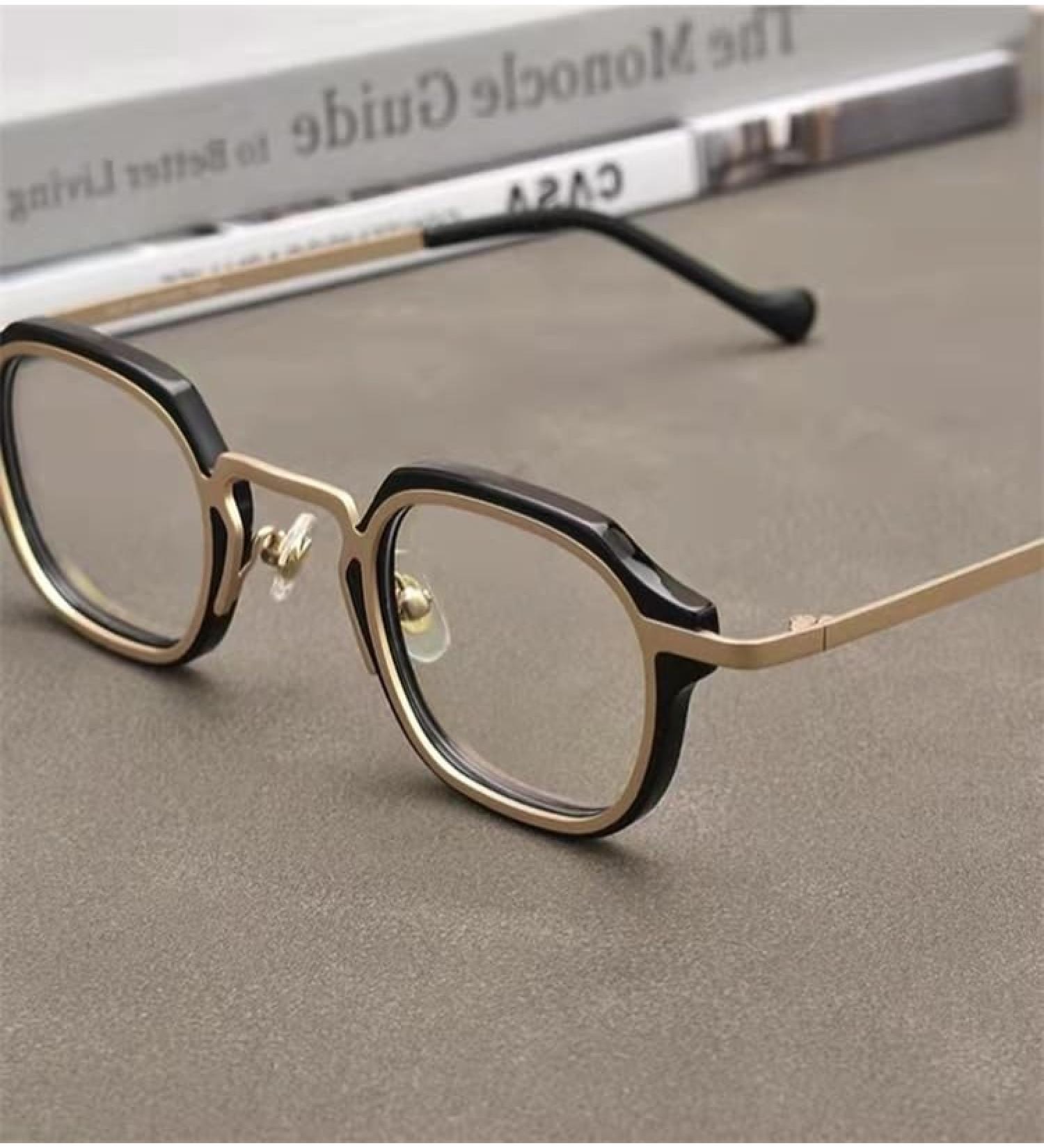 Round Anti-Blue Light Reading Glasses - Retro Black Gold +0.00 - Block Eye Pollution for Comfort - Buy Online on GoSupps.com