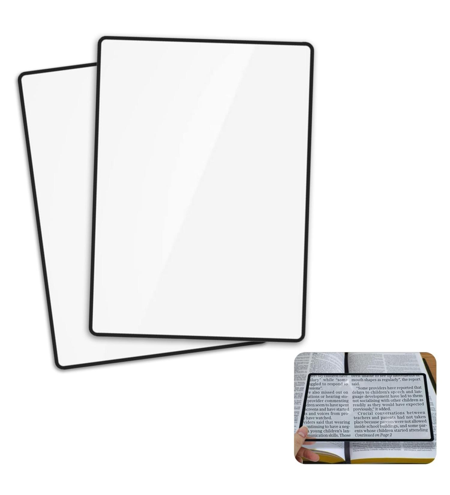 MANJIAMEI 3X Page Magnifying Sheet for Reading 2Pcs Flat Magnifier Lay on Page Flexible Plastic Magnifiers Lens Full-Page Magnifying Glass for Small Print Maps Books Newspapers Patterns (7'' x 4.7'') - Buy Online on GoSupps.com