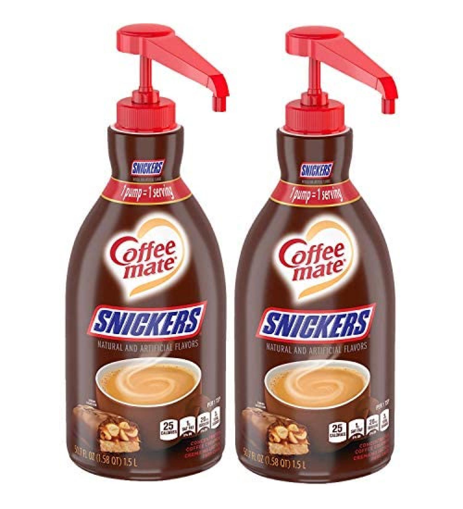 Nestle Coffee mate Snickers Coffee Creamer Pump Bottle 50.7 Fl. Oz. (Pack of 2) Non Dairy, No Refrigeration - Buy Now! - Buy Online on GoSupps.com