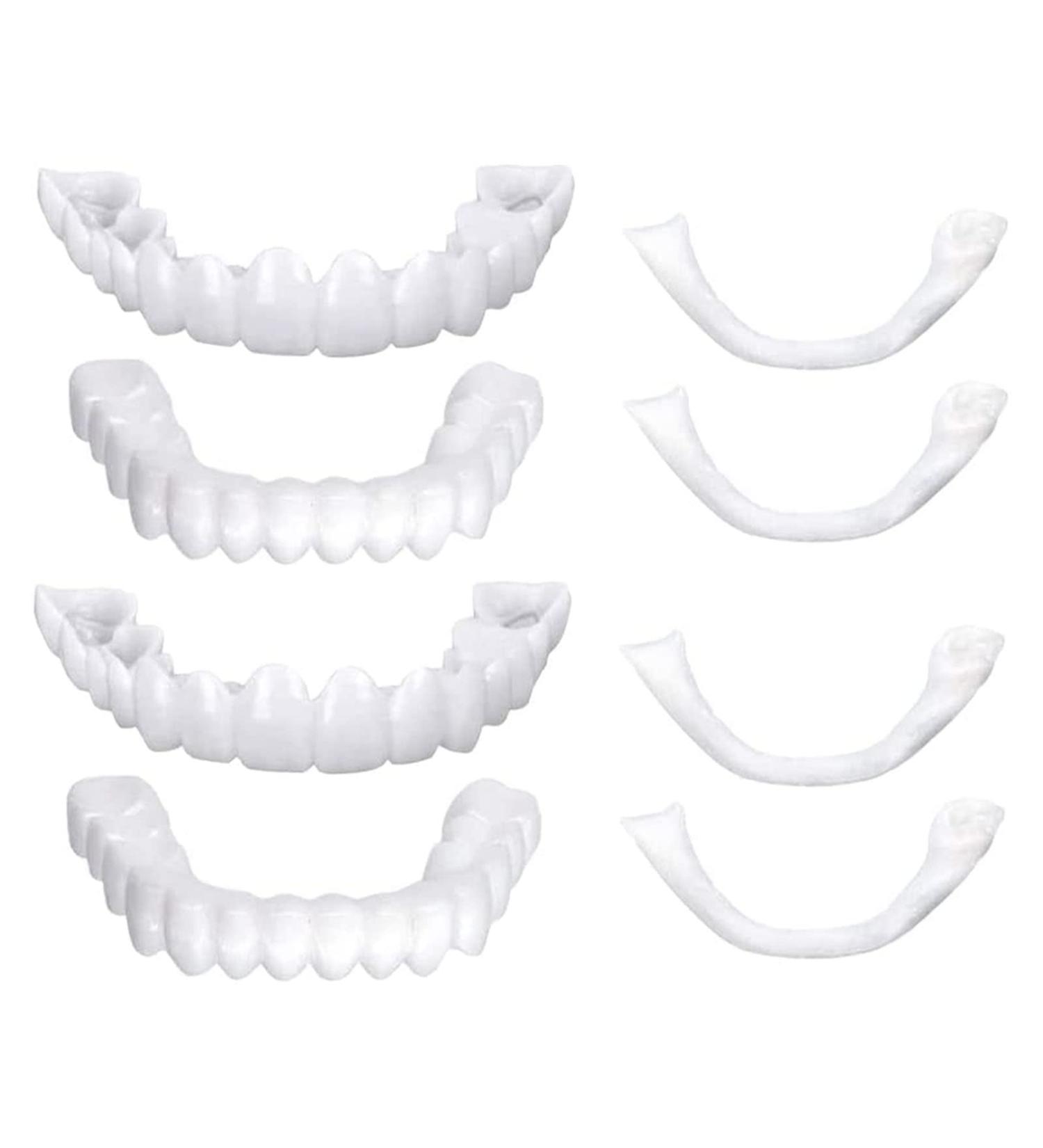 Flipped Warmth Veneers Dentures | 2 Pairs Snap-On Comfort Teeth | Adjustable False Teeth for Bad Teeth (Top & Bottom) - Buy Online on GoSupps.com