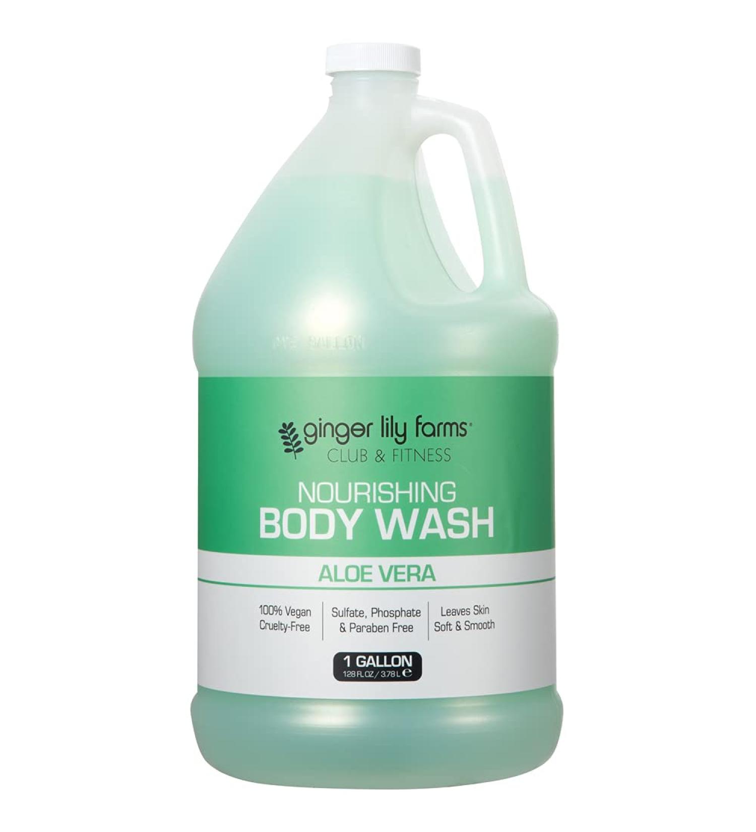 Ginger Lily Farms Club & Fitness Nourishing Body Wash | 100% Vegan & Cruelty-Free | Aloe Vera Scent | 1 Gallon Refill - Buy Online on GoSupps.com