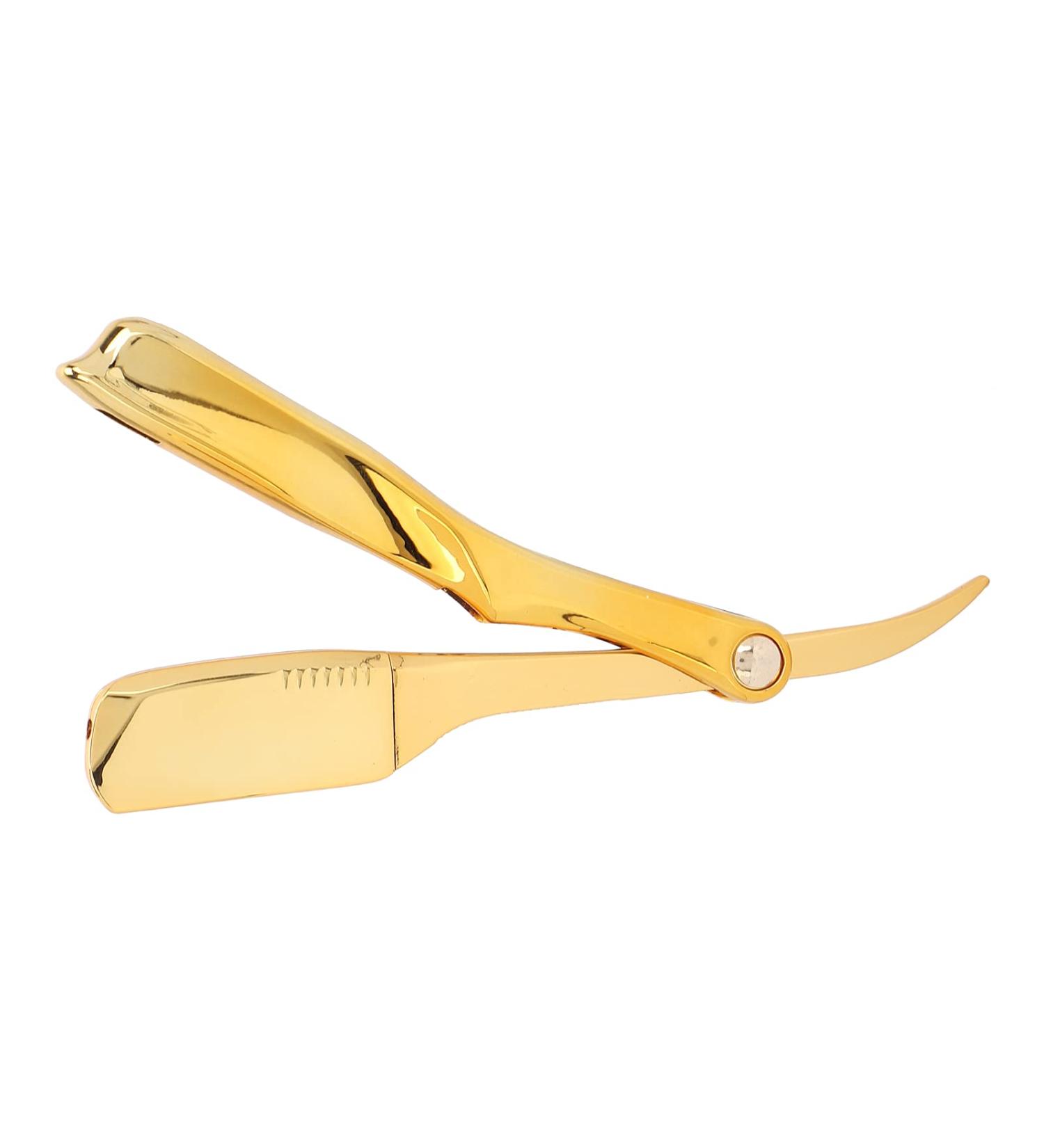 Professional Folding Straight Razor - Electroplated Gold Barber Razor for Men | Premium Quality Shaving Tool - Buy Online on GoSupps.com