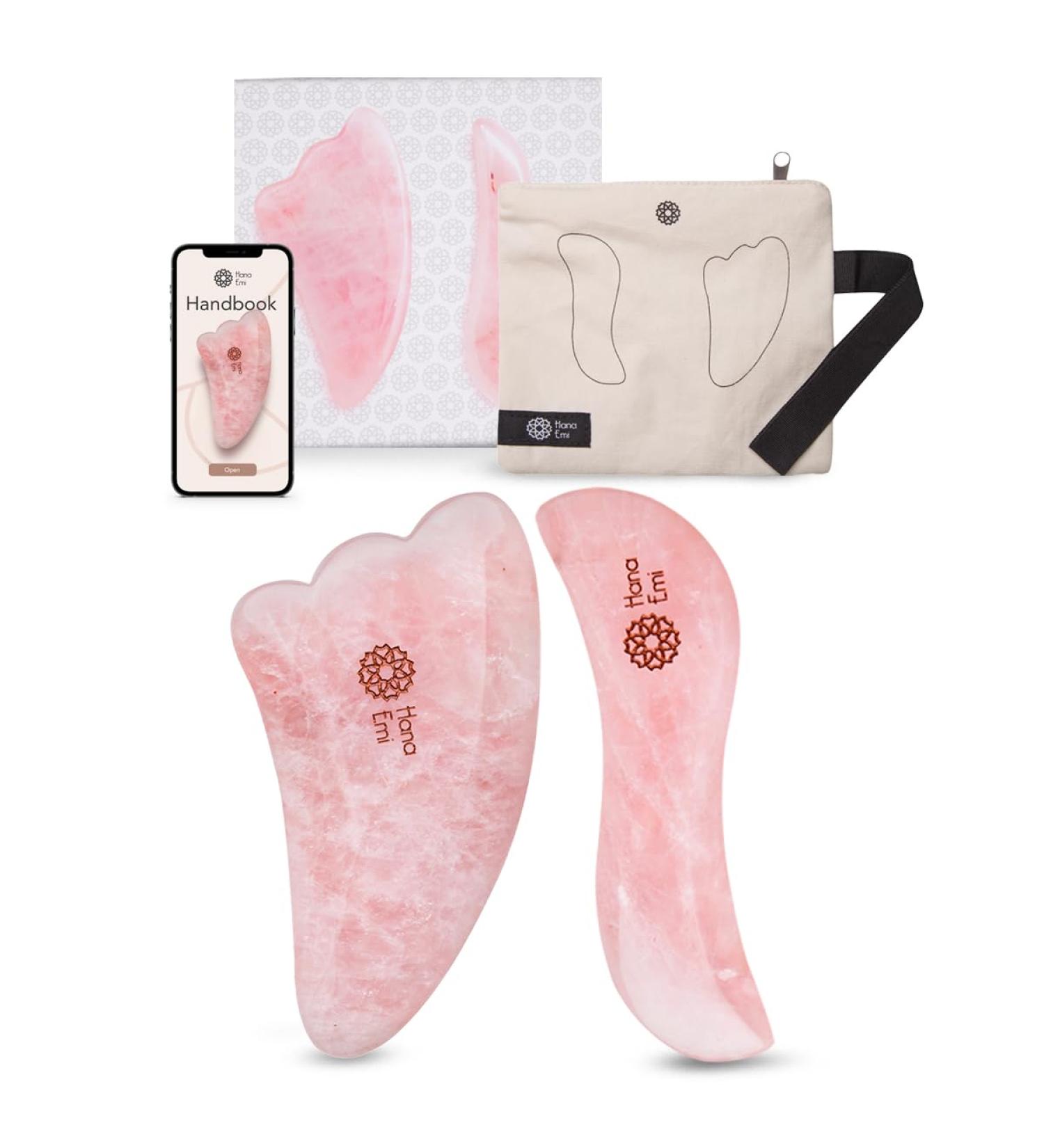 Shop Authentic Rosenquarz Gua Sha Stein Face Tool - Natural Massage & Skin Care Tool with Protective Cover | International Shipping Available - Buy Online on GoSupps.com