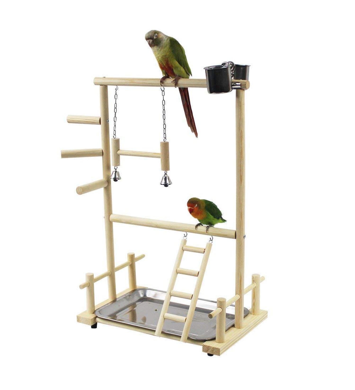 Parrots Playstand Bird Playground Wood Perch Gym Stand Playpen Ladder with Toys Exercise Playgym for Conure Lovebirds - Buy Online on GoSupps.com
