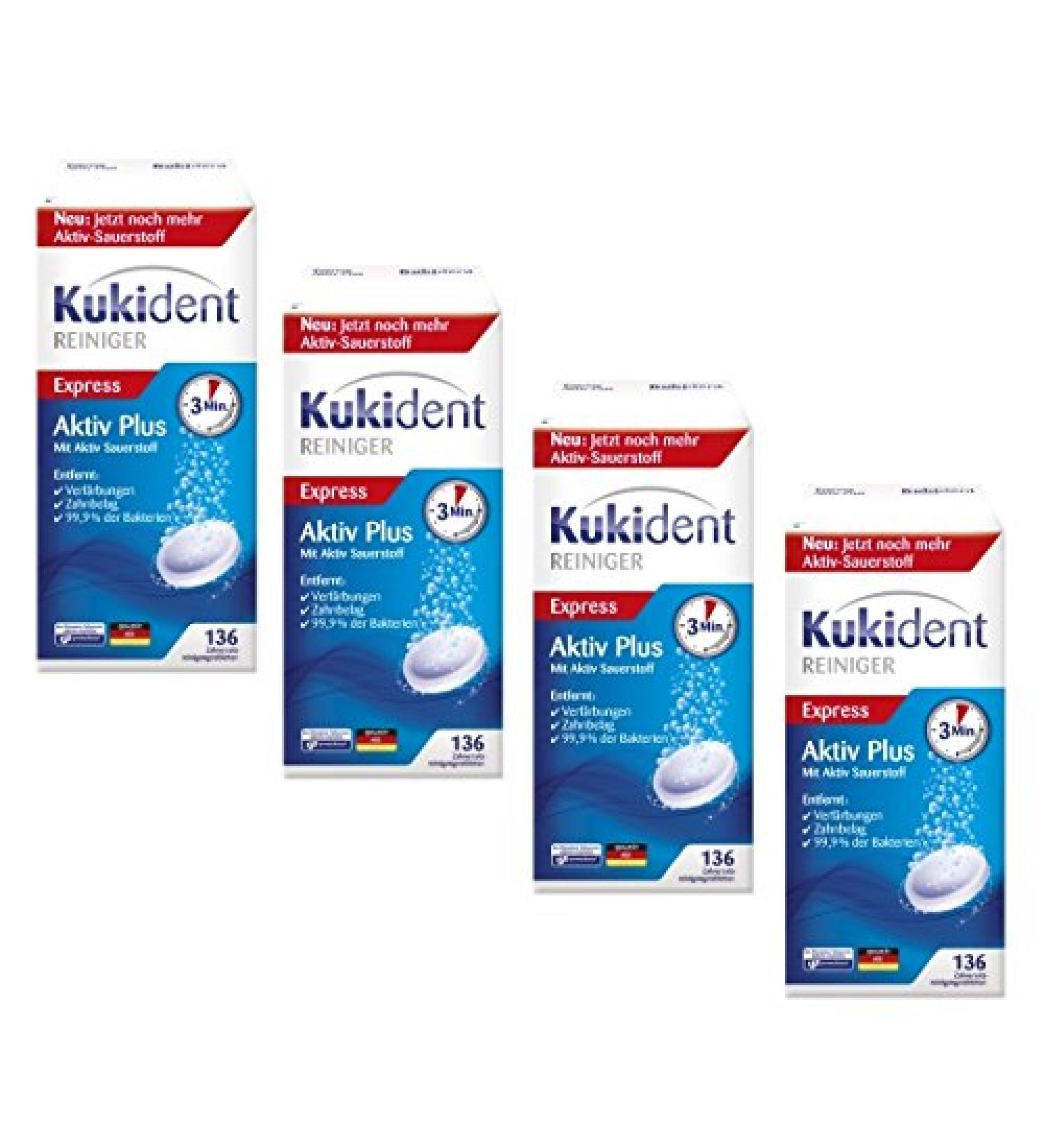 Kukident Aktiv Plus Economy Pack - 544 Denture Cleaning Tablets (4 x 136) | Trusted Dental Care Worldwide - Buy Online on GoSupps.com