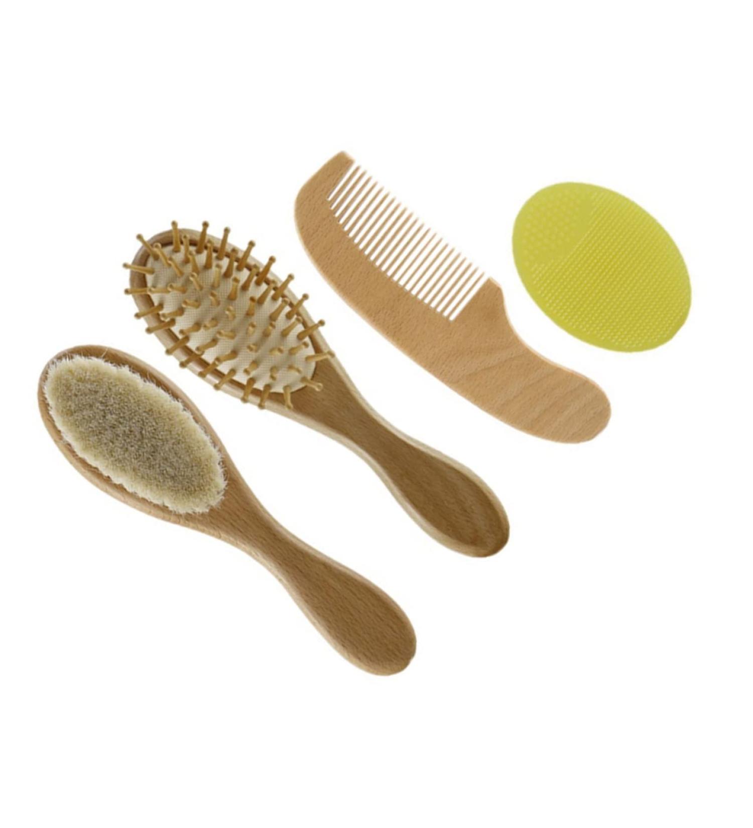 Healifty 4 Pcs Baby Hair Brush Comb Toddler Cleaning Set | Natural Baby Brush Set | Children's Bath & Hair Care Kit - Buy Online on GoSupps.com
