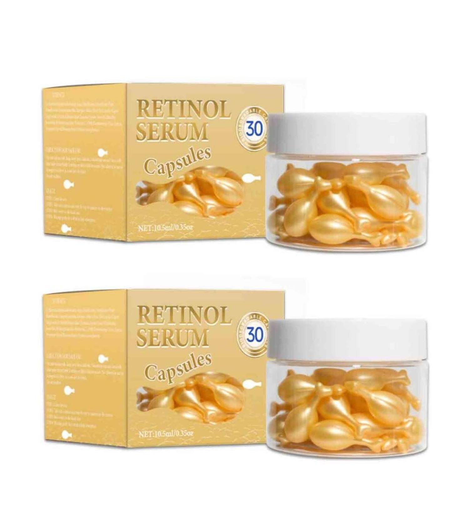 2PCS Retinol Facial Serum Capsules Hydrating & Brightening Boosts Skin Elasticity Reduces Fine Lines Daily Care - Buy Online on GoSupps.com