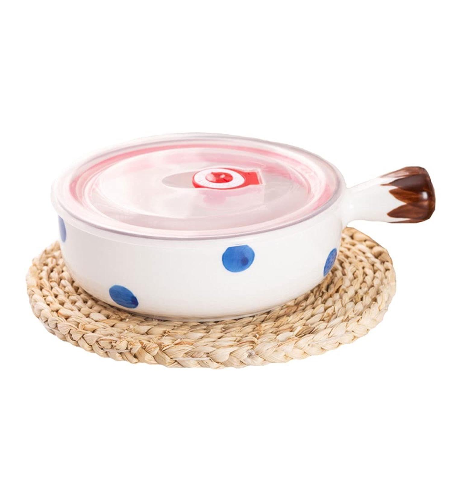 Dishes Ceramic Handle Bowl Fruit Salad Breakfast Bowl Instant Noodle Dishes Creative Cute Baking Household Kitchen Tableware (Color : J) (H) - Buy Online on GoSupps.com