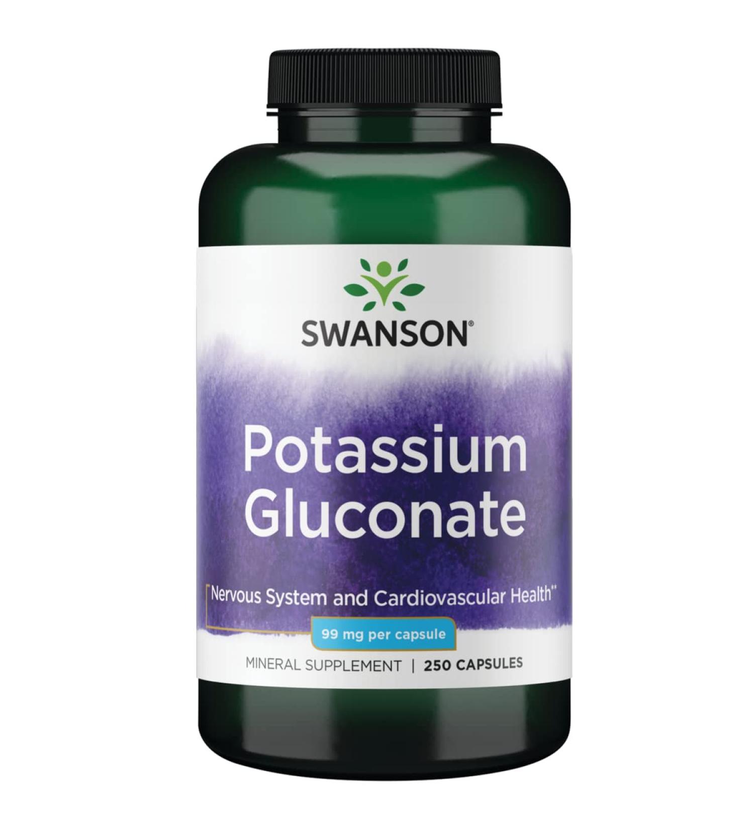 Swanson Potassium Gluconate 99mg | 250 Capsules - Support Healthy Blood Pressure Levels - Buy Online on GoSupps.com