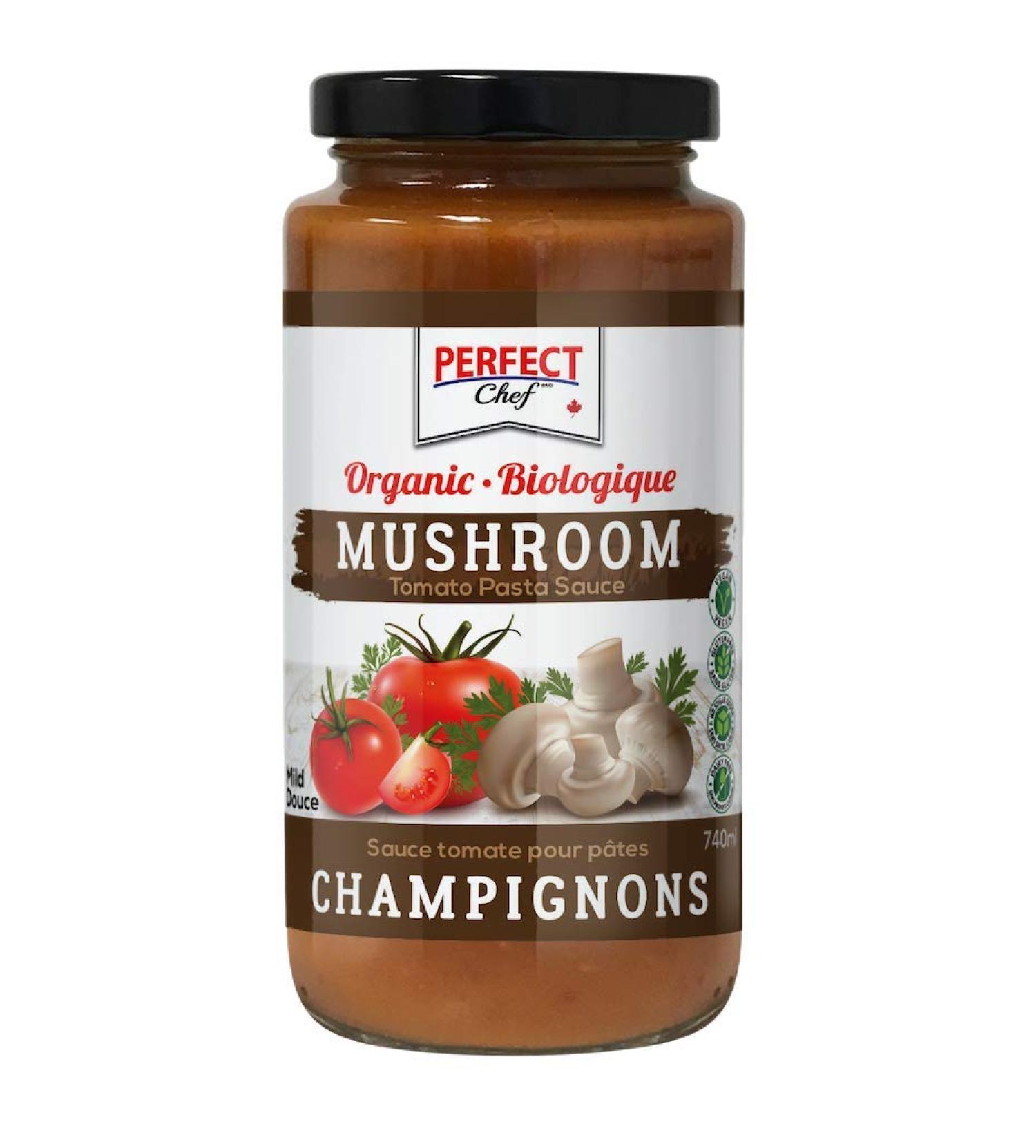 Perfect Chef Organic Mushroom Pasta Sauce (6-Pack) 6 x 740ml - Gluten Free No Sugar Added Vegan Made in Canada. - Buy Online on GoSupps.com