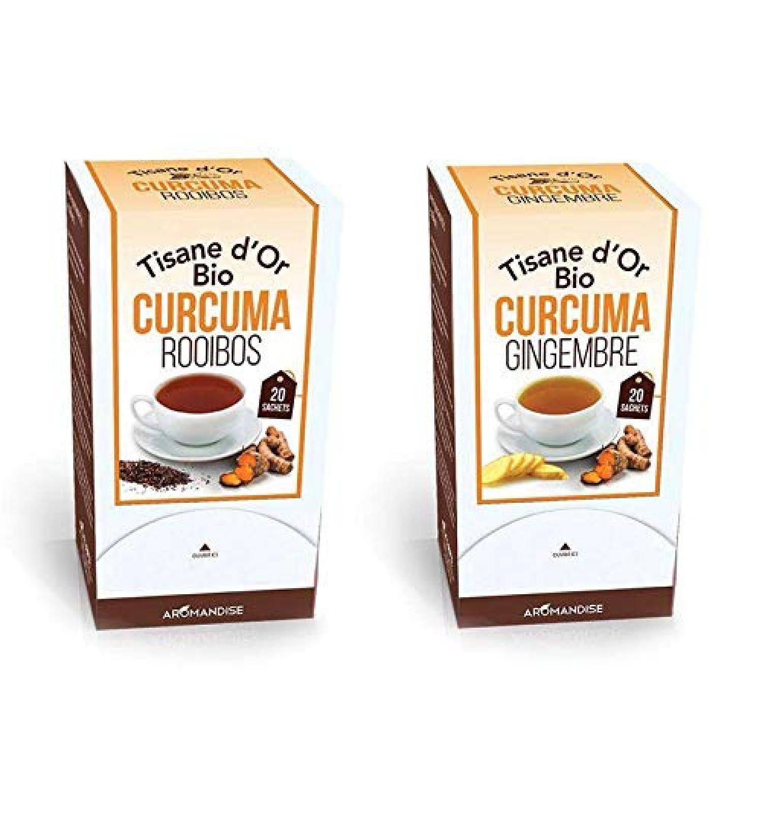 Th s Bios du Monde Organic Golden Herbal Tea Duo with Turmeric Ginger and Rooibos - 40 sachets