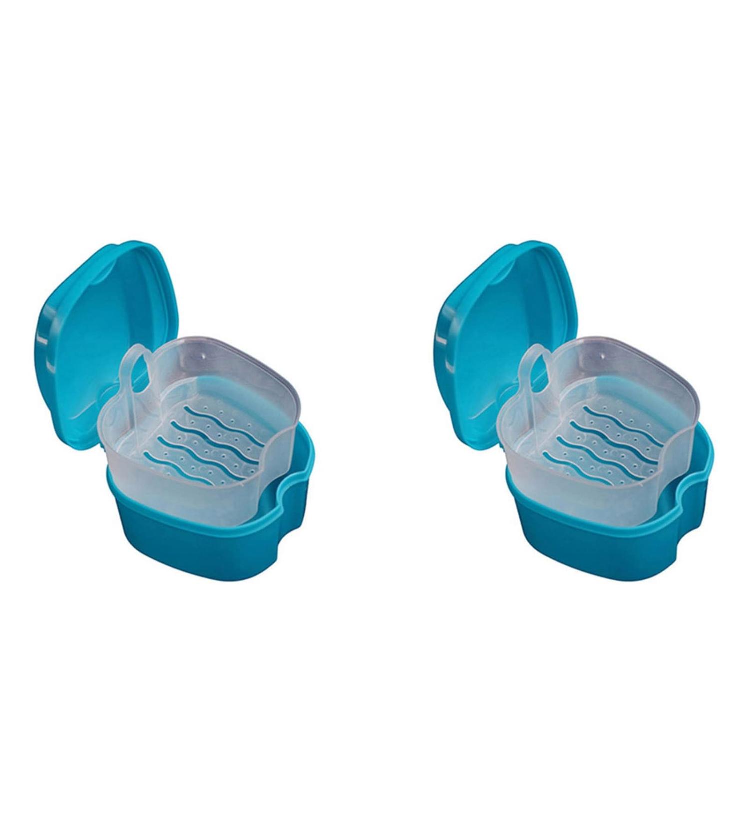 2 Pack Light Blue Denture Storage Box for Stain Removal - Ideal for Comfortable & Safe Denture Care | Buy Now - Buy Online on GoSupps.com