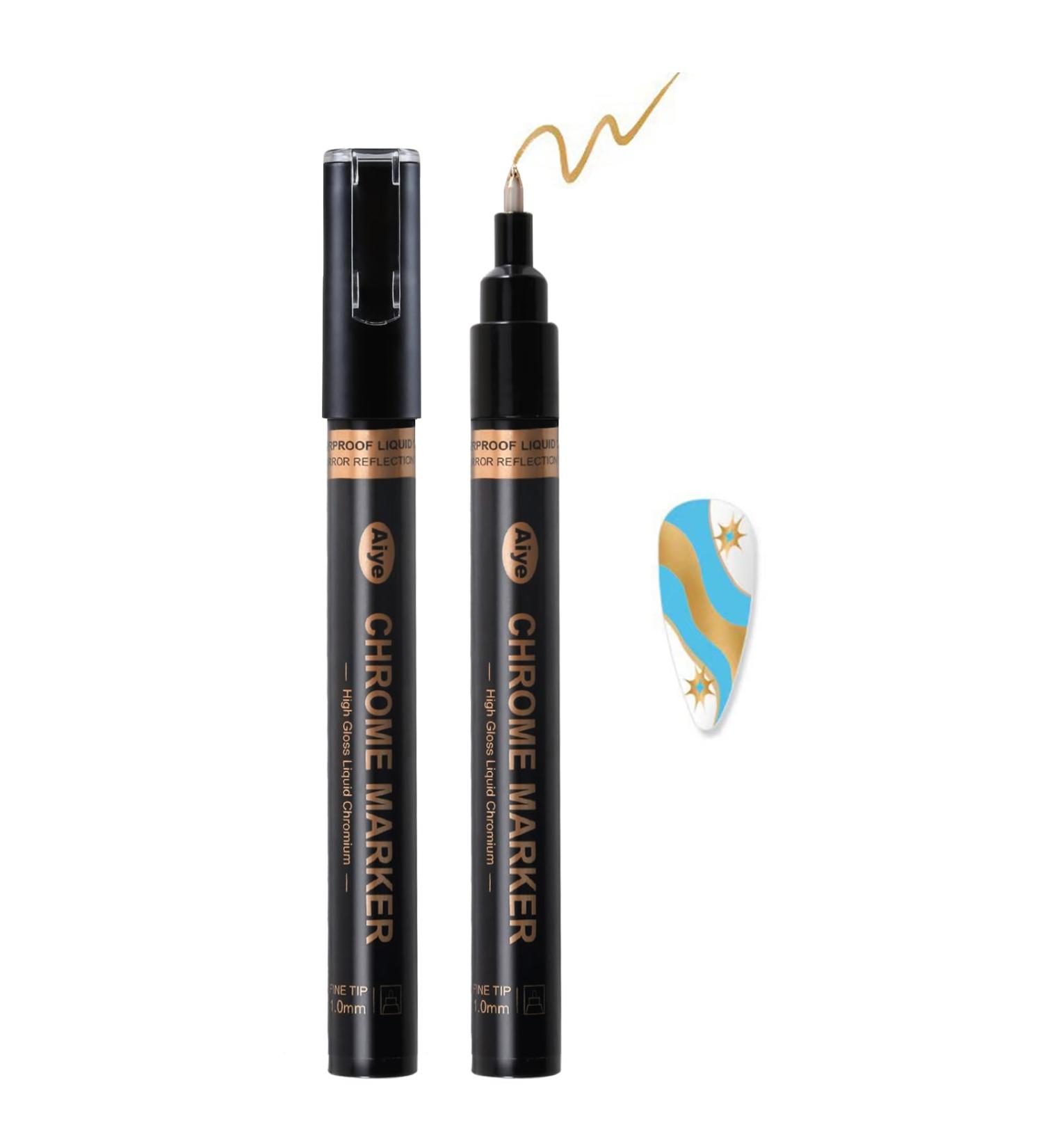Erinde Nail Polish Pens for Nail Decoration Metallic Nail Varnish Pen Nail Art Tool DIY Nail Manicure for Women Glossy Soak off UV/LED Mirror Effect High Shine Brown - Buy Online on GoSupps.com