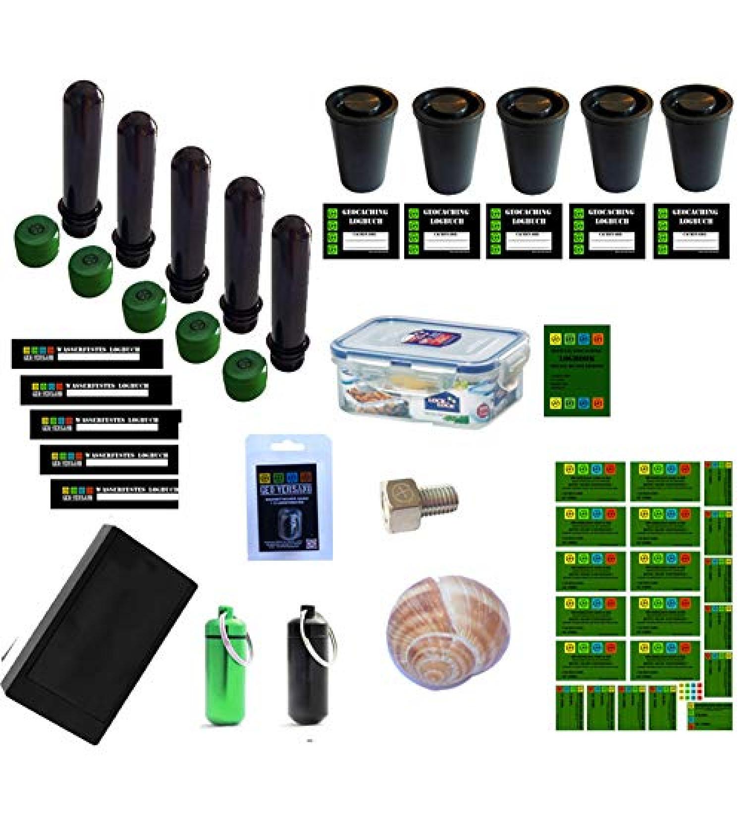 NEW 38 pieces Geocaching containPackage set - Nano hiding place Petling logbook Micro