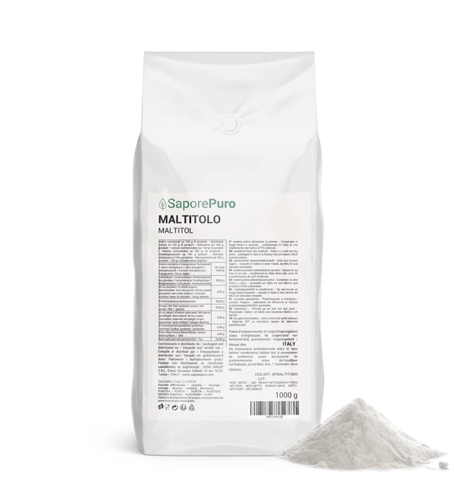 SaporePuro Maltitol - Maltitol powder - 1000 gr - Alternative sugar with low glycemic index