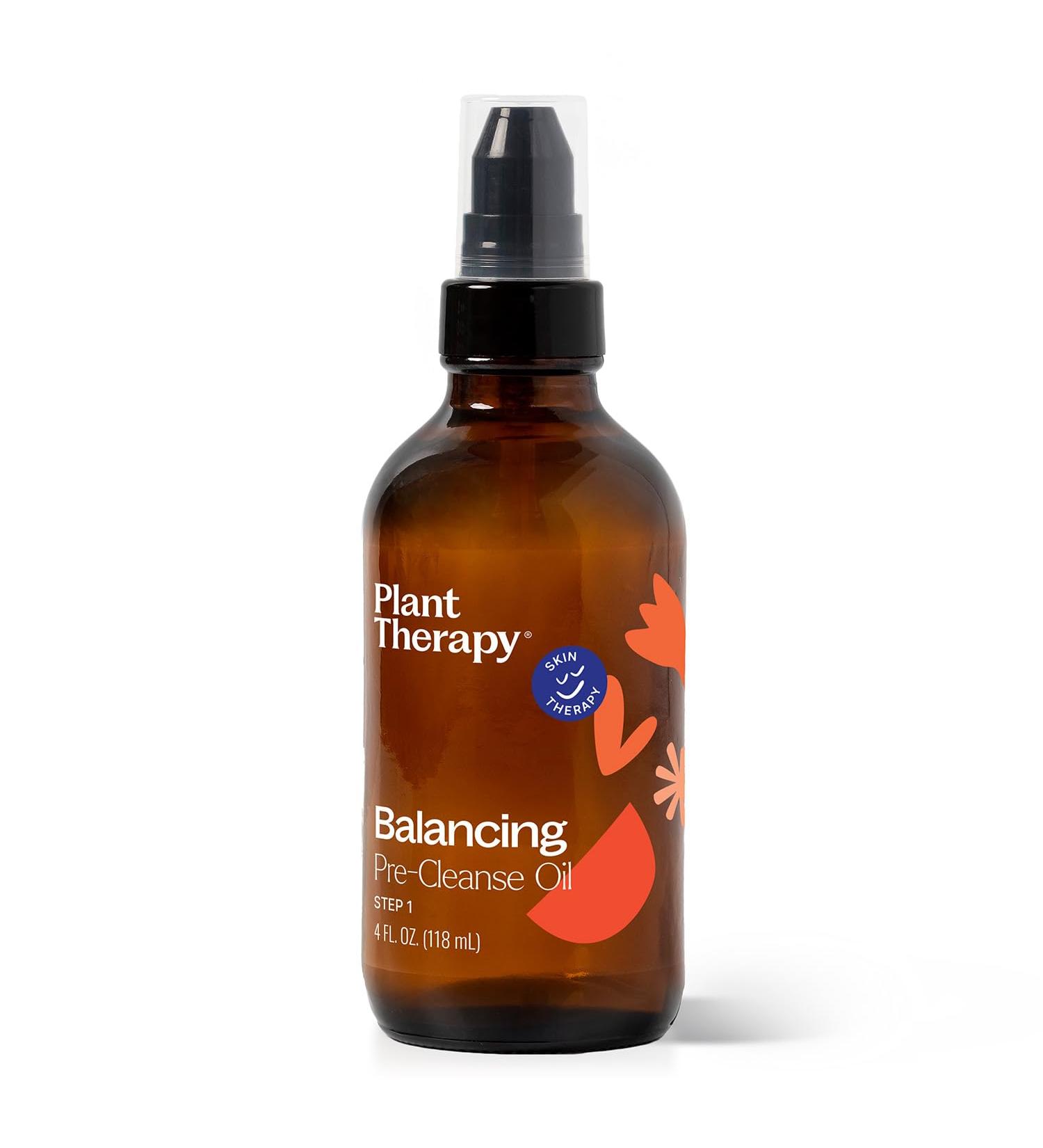 Plant Therapy Balancing Pre-Cleanse Oil 4 oz Gentle Oil Facial Cleanser for Normal to Dry Skin Removes Makeup Dirt and Impurities - Buy Online on GoSupps.com