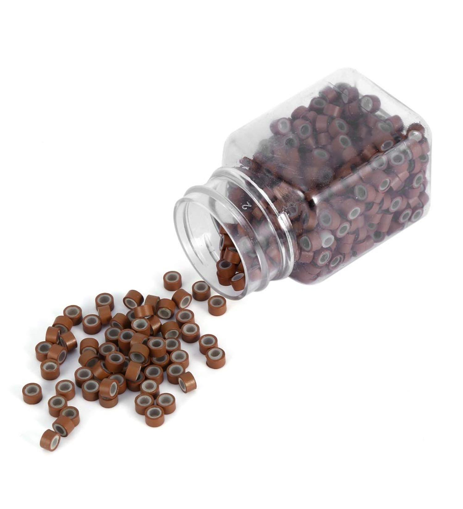 Grain Hair Extensions - 500 PC 5mm Silicone Microring Link Rings in Light Brown - 5 Colors Available - Buy Online on GoSupps.com