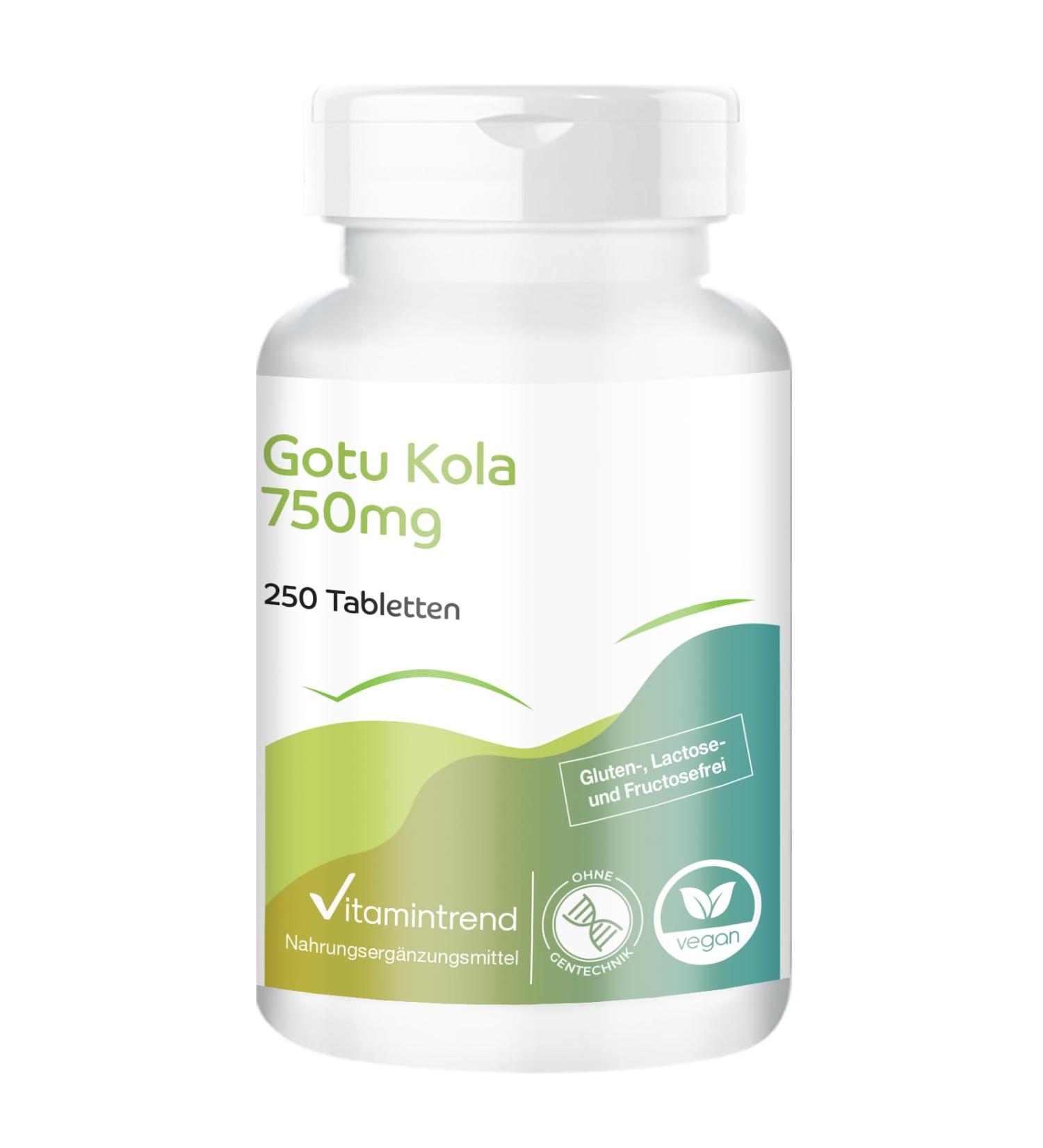 Gotu Kola 750 mg - 250 comprim s - 9000 mg de gotu kola par dose journali re - avec vitamine C et zinc - hautement dos - v g talien - compl ments alimentaires fabriqu s en Allemagne | - Buy Online on GoSupps.com