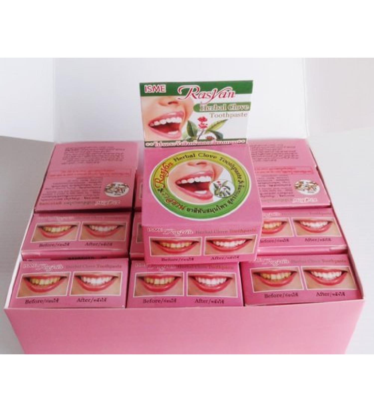 ISME Rasyan Herbal Clove Toothpaste Tooth paste Anti Bacteria Bad Breath Decay Lots of 12 Boxes by ISME Rasyan
