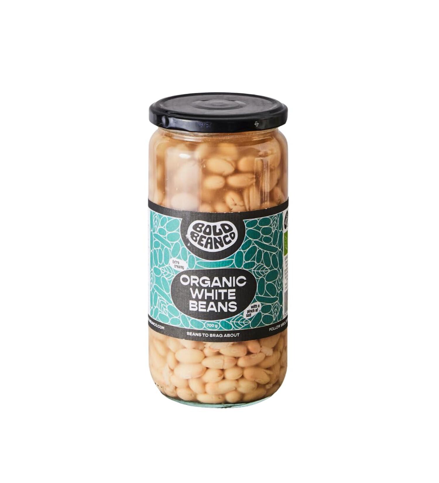 Bold Bean Co Organic White Beans. 1 x 700g Jar All Natural Ingredients Suitable for Vegans - Buy Online on GoSupps.com