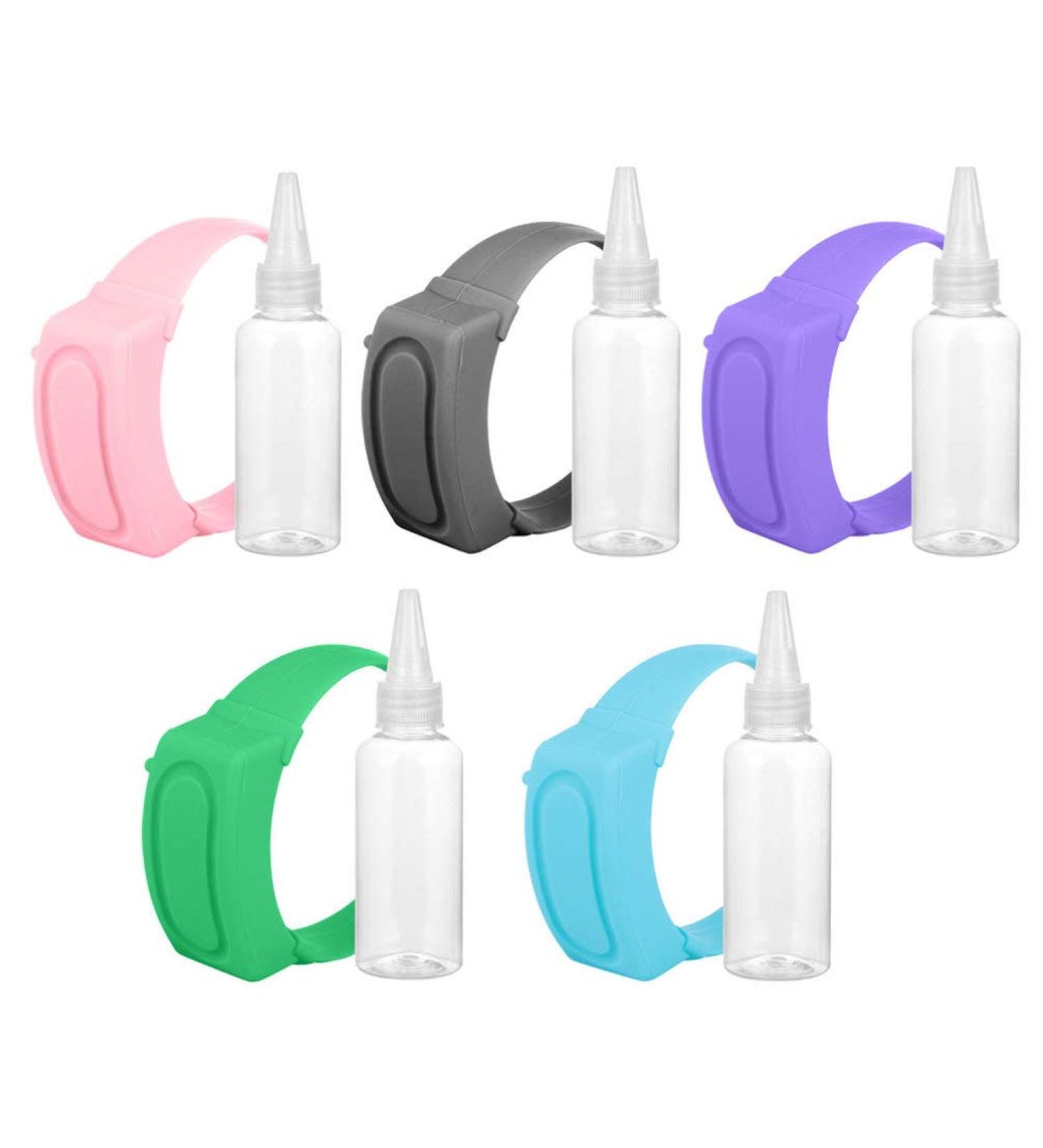 Healifty 5 Sets Silicone Hand Wash Wristband with Squeeze Bottles - Portable & Refillable for Outdoor Winter Travel - Buy Online on GoSupps.com