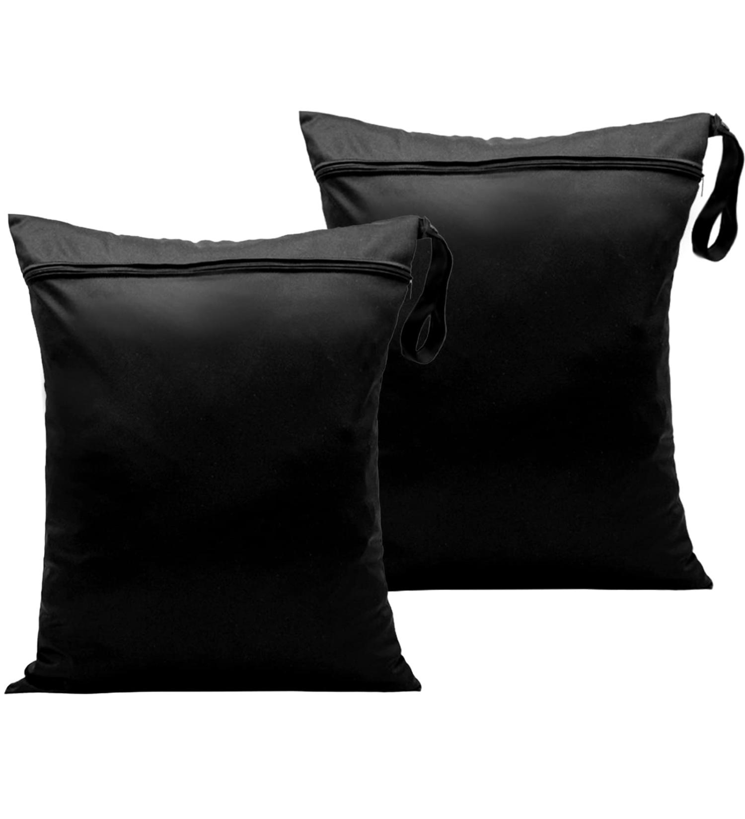 2Pcs Wet Dry Bags Waterproof 11.6x13.8 inch for Cloth Diapers & Laundry - Black - Ideal for Babies, Swimming, Travel, Gym & Beach - Buy Online on GoSupps.com